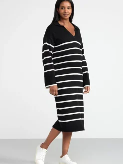 Klänningar>Lindex Mom Finstickad Randig Klanning Black