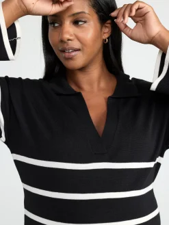 Klänningar>Lindex Mom Finstickad Randig Klanning Black
