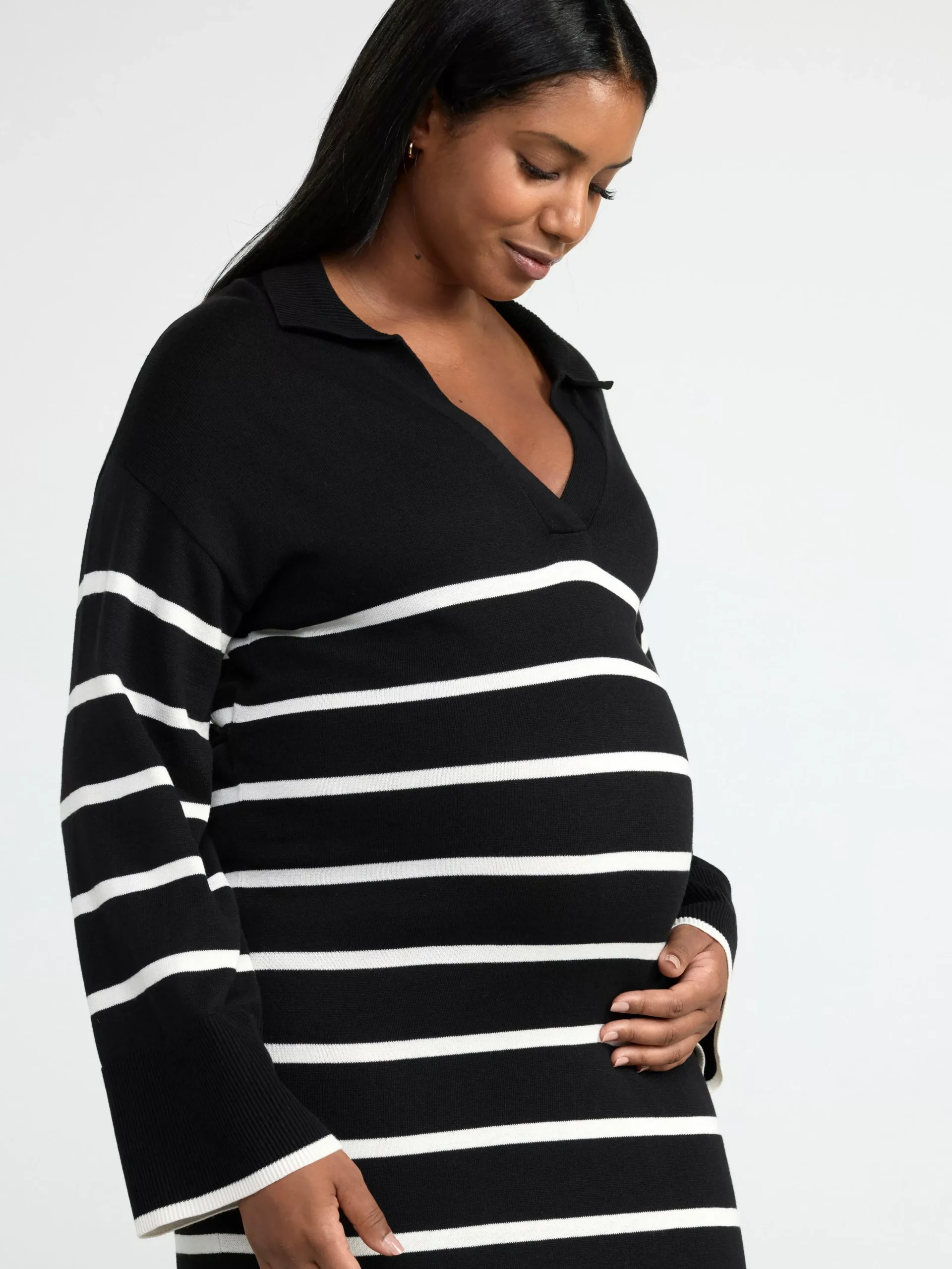 Klänningar>Lindex Mom Finstickad Randig Klanning Black