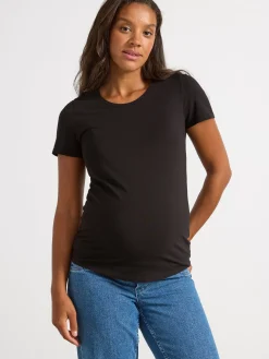 Toppar & T-Shirts>Lindex Mom Kortarmad T-Shirt I Bomull Black