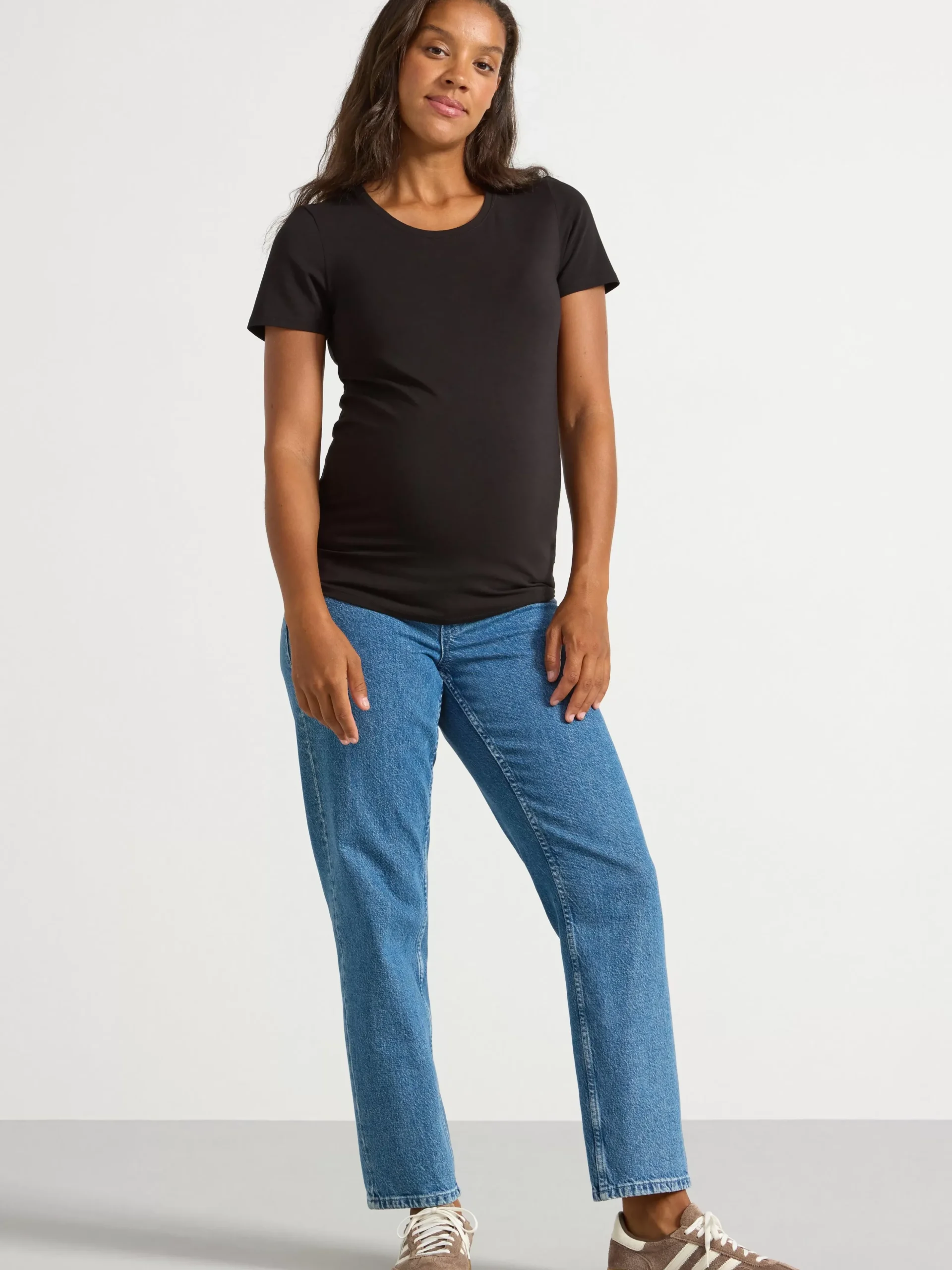 Toppar & T-Shirts>Lindex Mom Kortarmad T-Shirt I Bomull Black