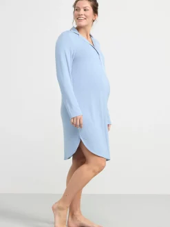 Nattplagg>Lindex Mom Lang Nattskjorta Light Blue