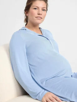Nattplagg>Lindex Mom Lang Nattskjorta Light Blue