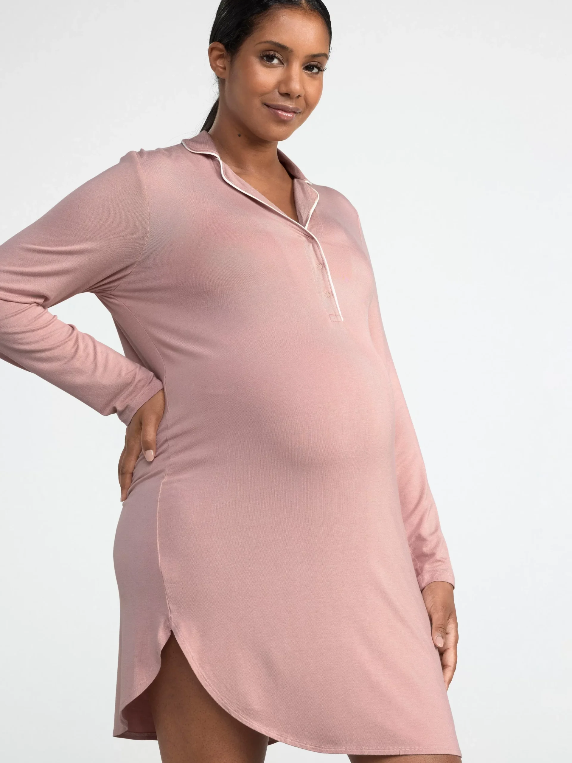Nattplagg>Lindex Mom Lang Nattskjorta Dusty Pink