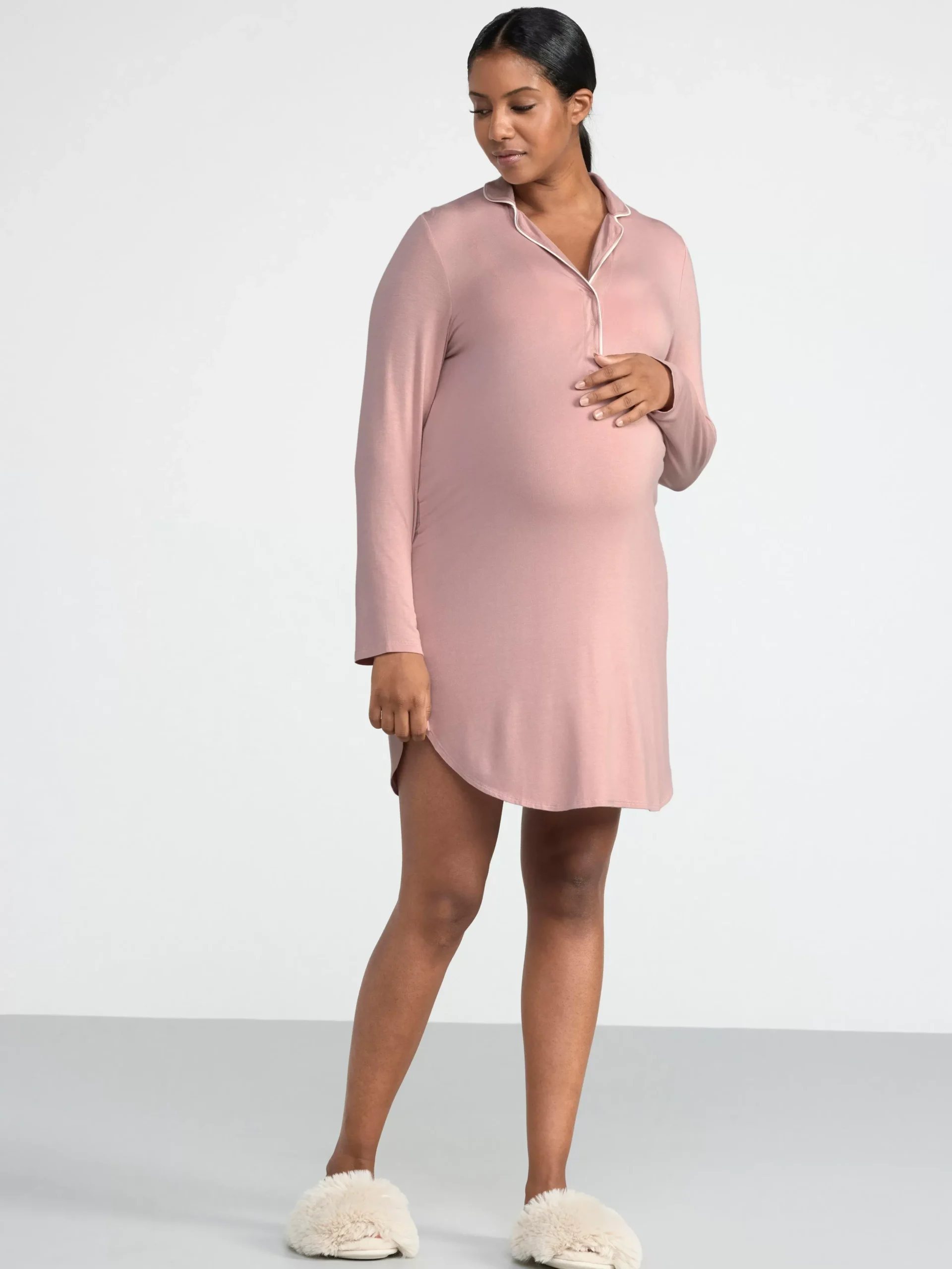 Nattplagg>Lindex Mom Lang Nattskjorta Dusty Pink