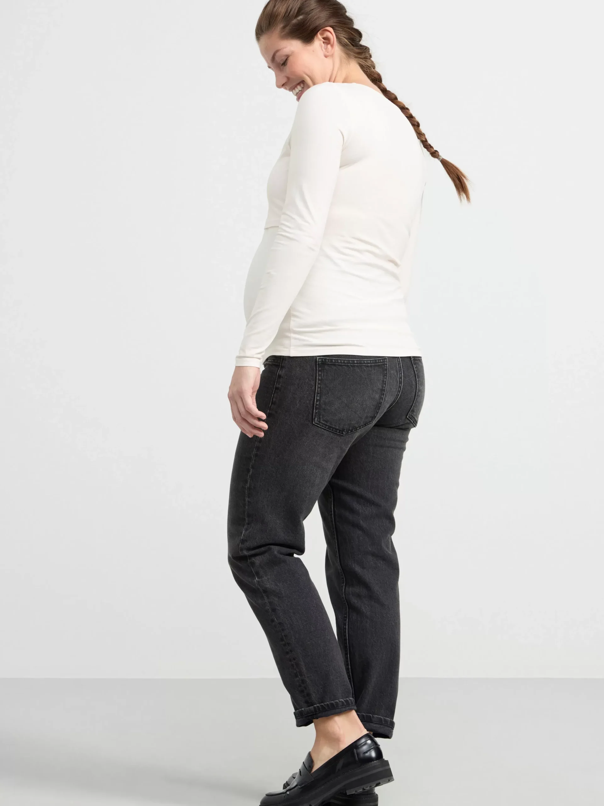 Toppar & T-Shirts>Lindex Mom Langarmad Amningstopp Light White