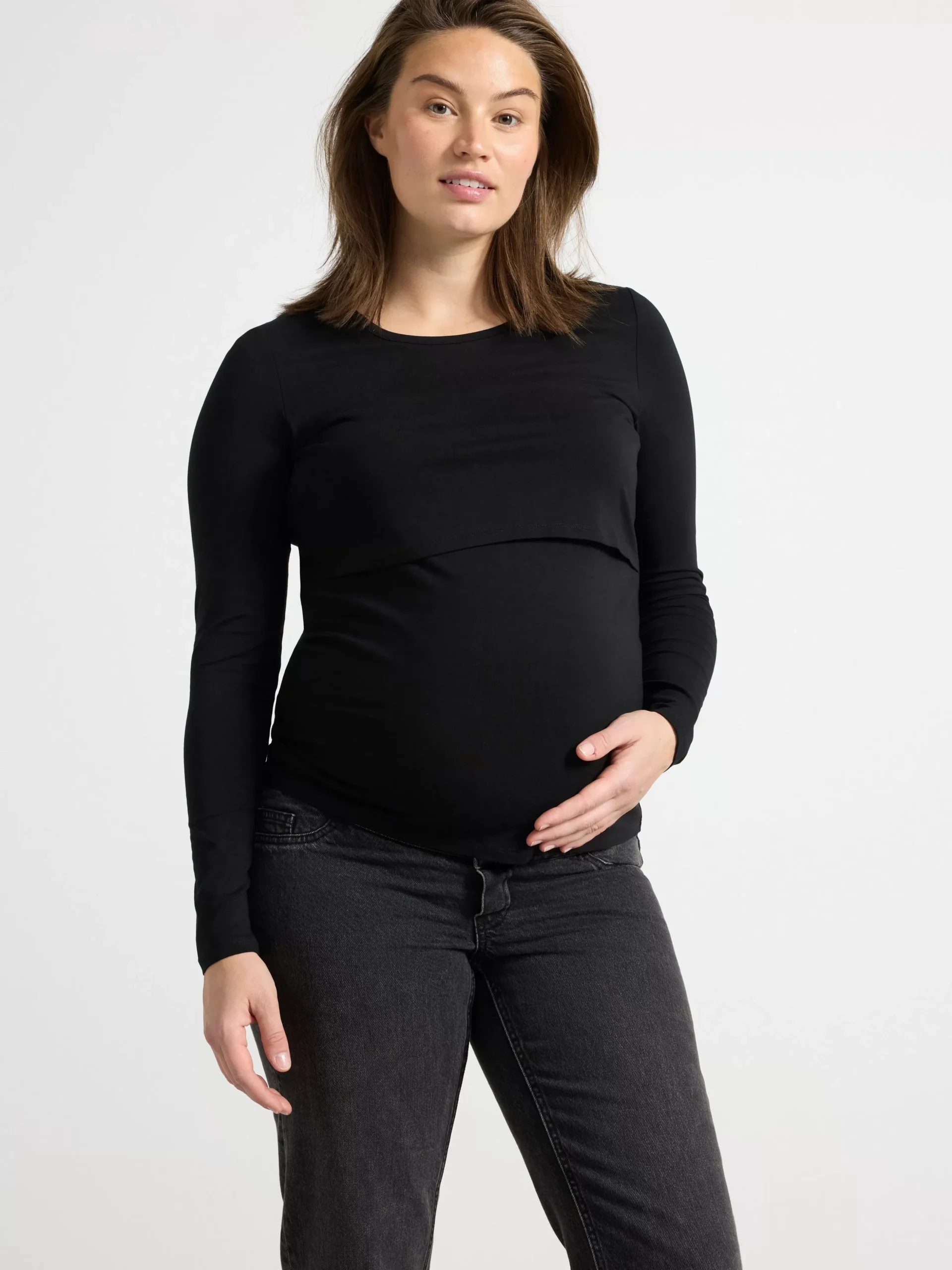 Toppar & T-Shirts>Lindex Mom Langarmad Amningstopp Black