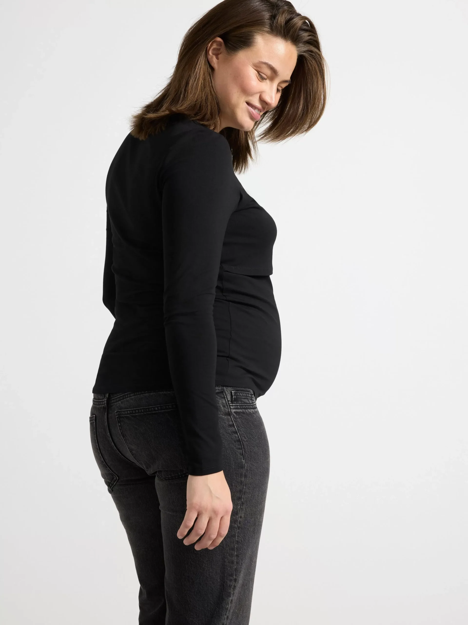 Toppar & T-Shirts>Lindex Mom Langarmad Amningstopp Black