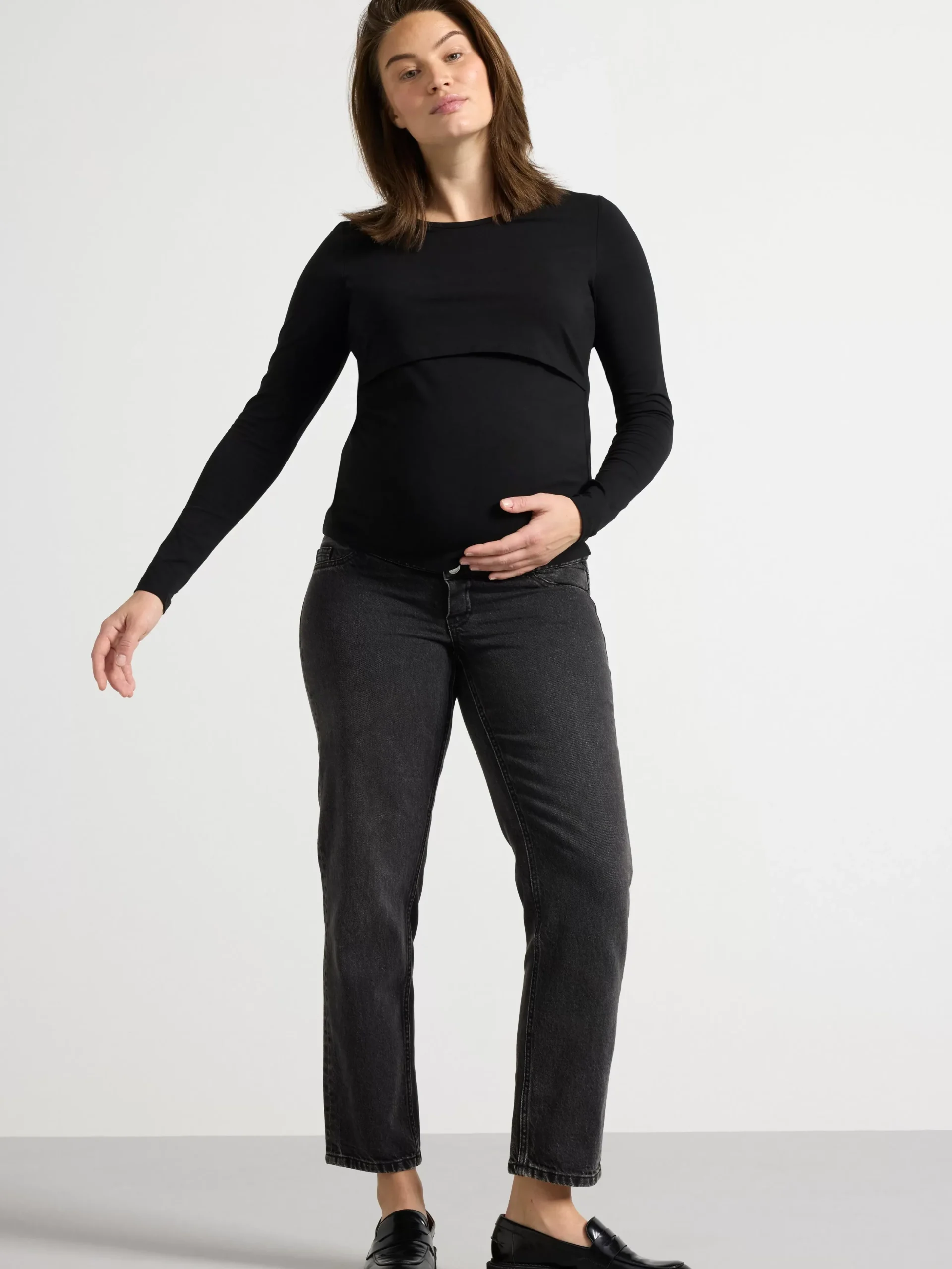 Toppar & T-Shirts>Lindex Mom Langarmad Amningstopp Black
