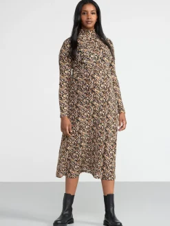 Klänningar>Lindex Mom Monstrad Klanning Med Lang Arm Black