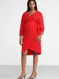 Klänningar>Lindex Mom Omlottklanning Dark Red