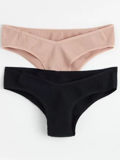 Mammaunderkläder>Lindex Mom 2-Pack Ribbade Seamless Trosor Light Dusty Pink
