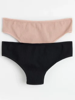 Mammaunderkläder>Lindex Mom 2-Pack Ribbade Seamless Trosor Light Dusty Pink