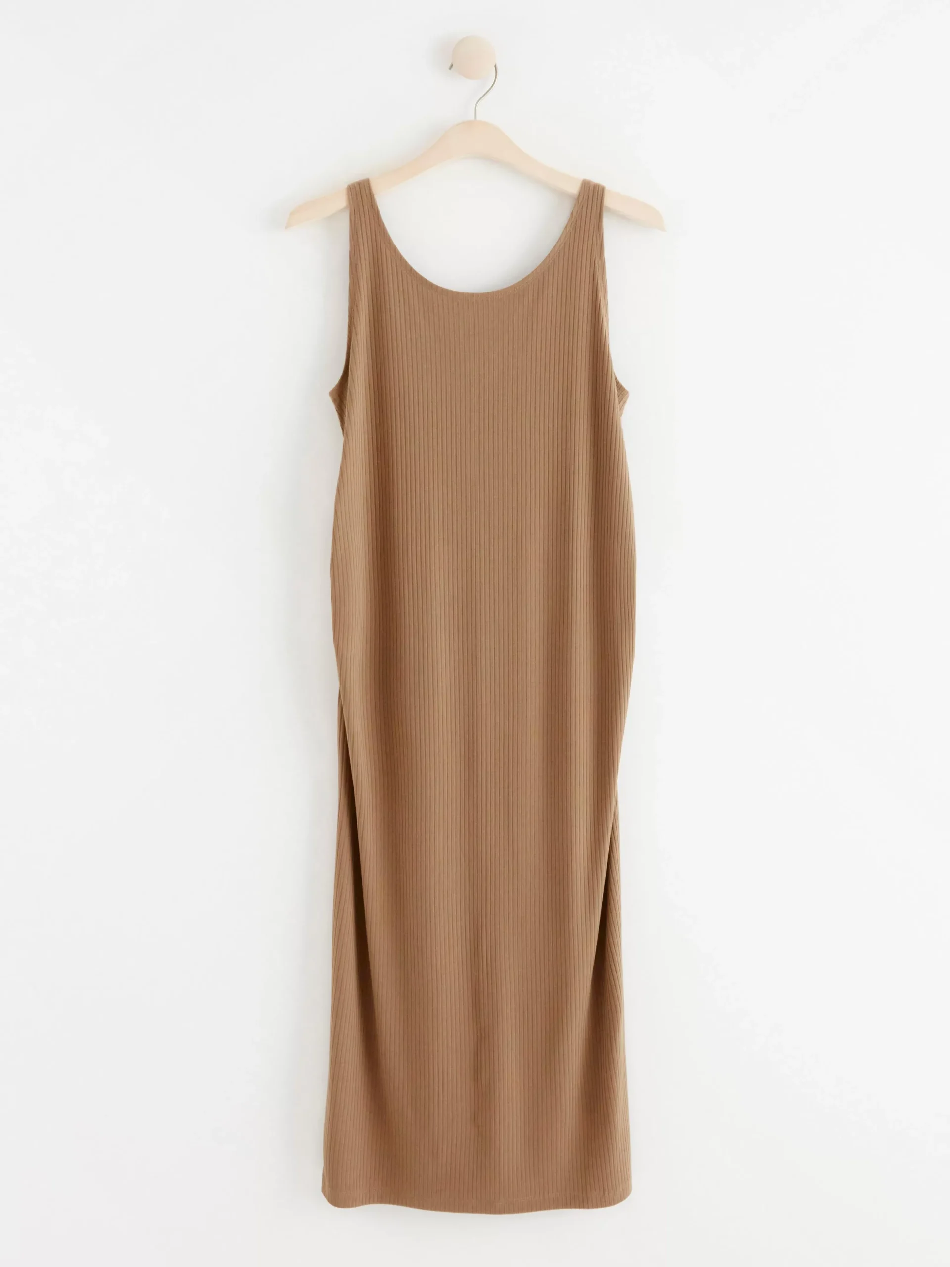 Klänningar>Lindex Mom Ribbad Armlos Klanning Light Dusty Brown