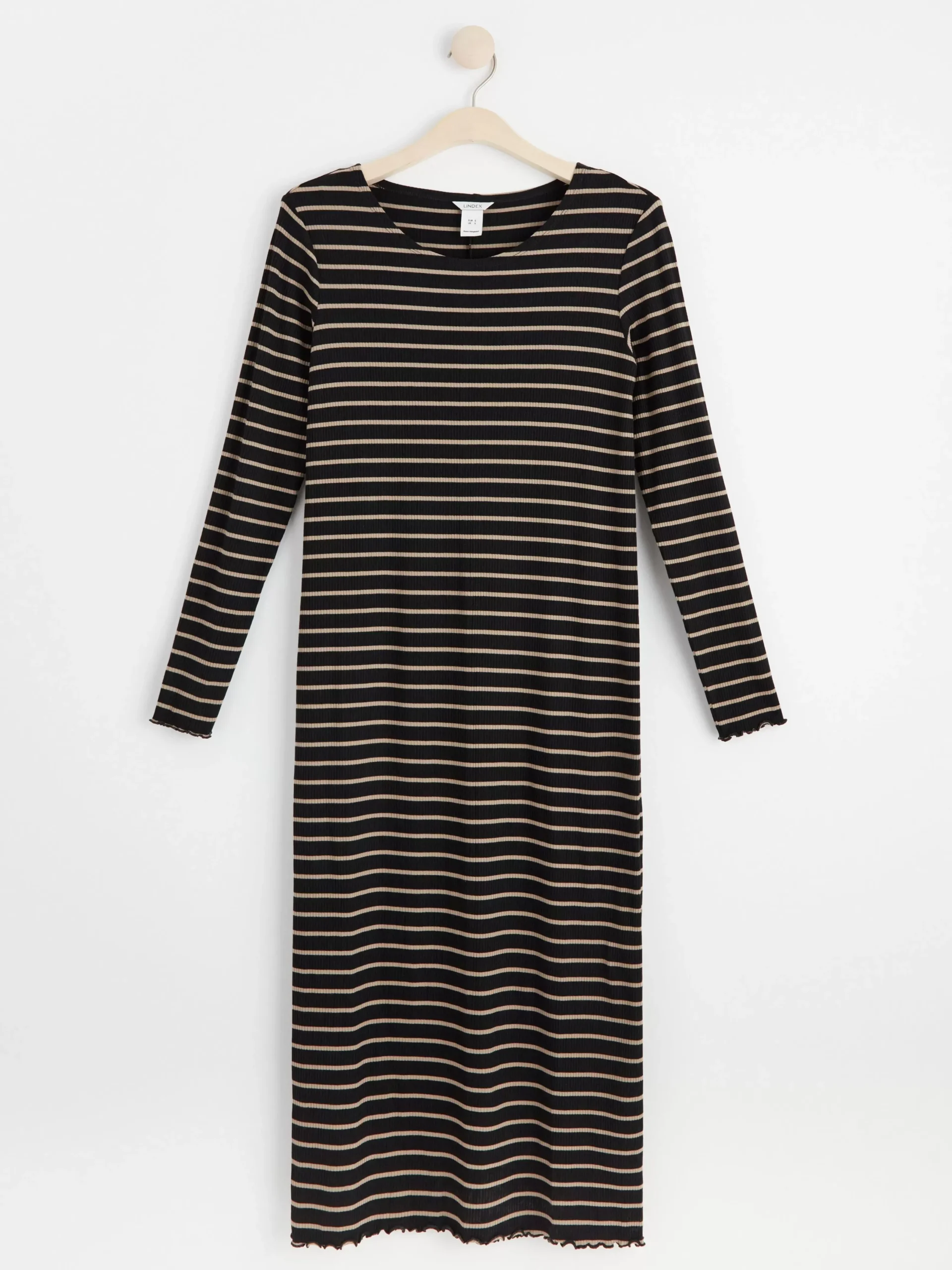 Klänningar>Lindex Mom Ribbad Klanning Med Lang Arm Black