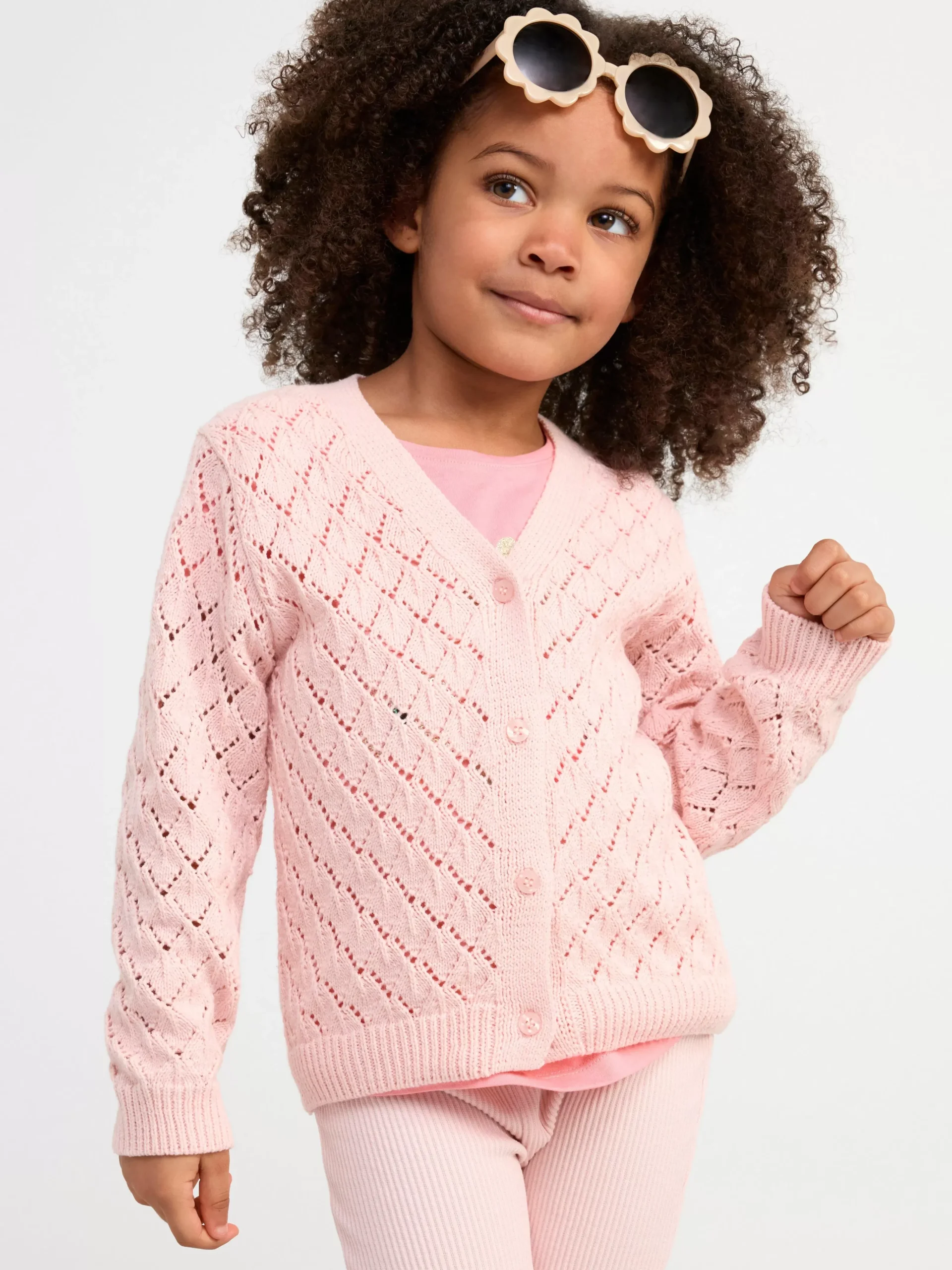 Tröjor & Cardigans>Lindex Monsterstickad Cardigan Light Dusty Pink