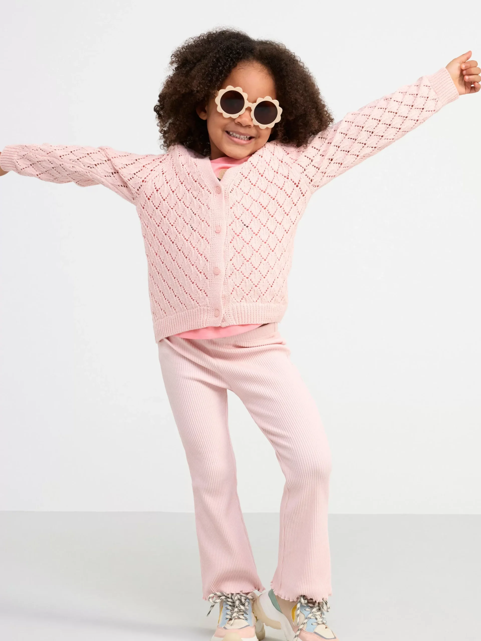 Tröjor & Cardigans>Lindex Monsterstickad Cardigan Light Dusty Pink