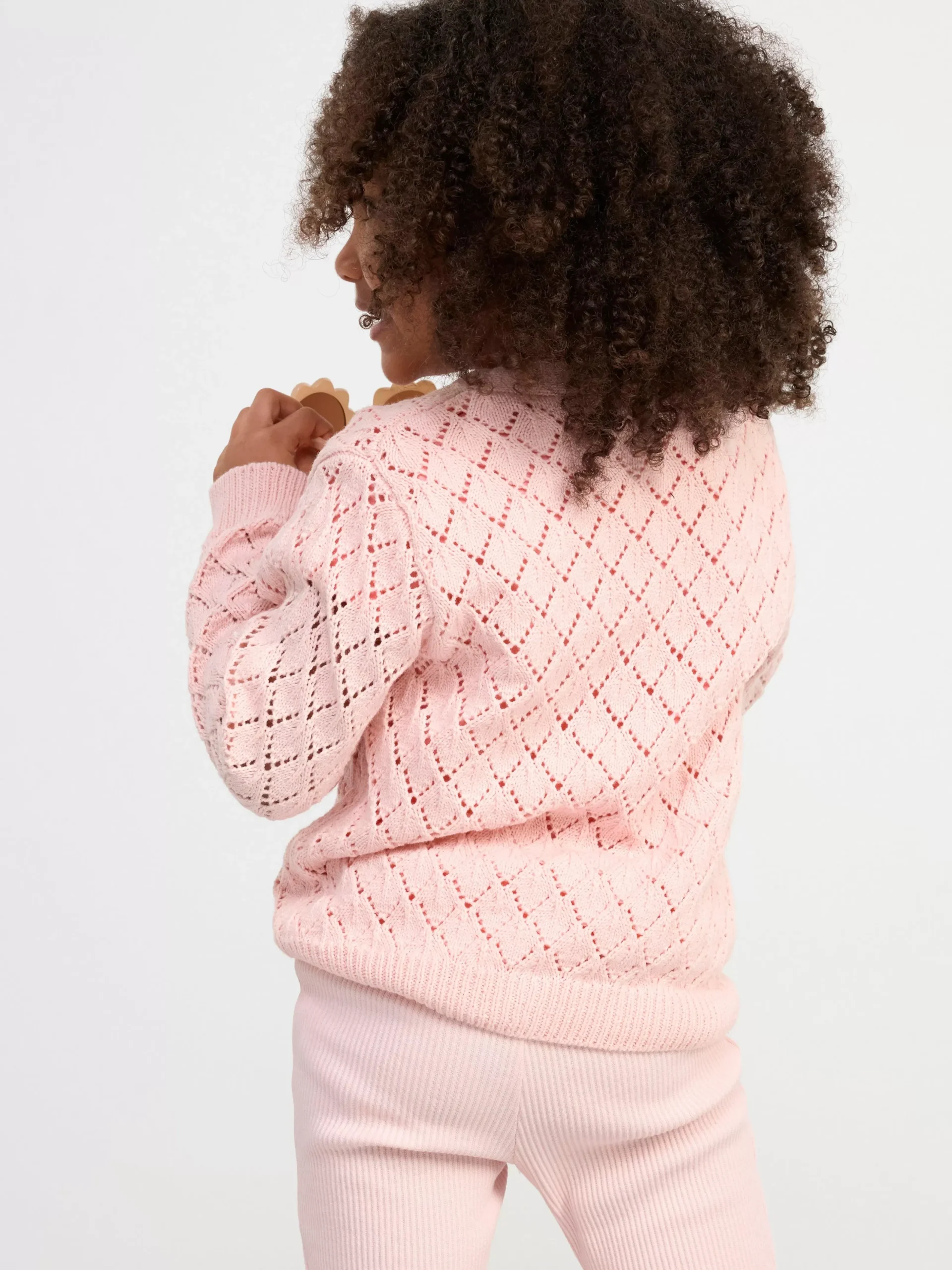 Tröjor & Cardigans>Lindex Monsterstickad Cardigan Light Dusty Pink