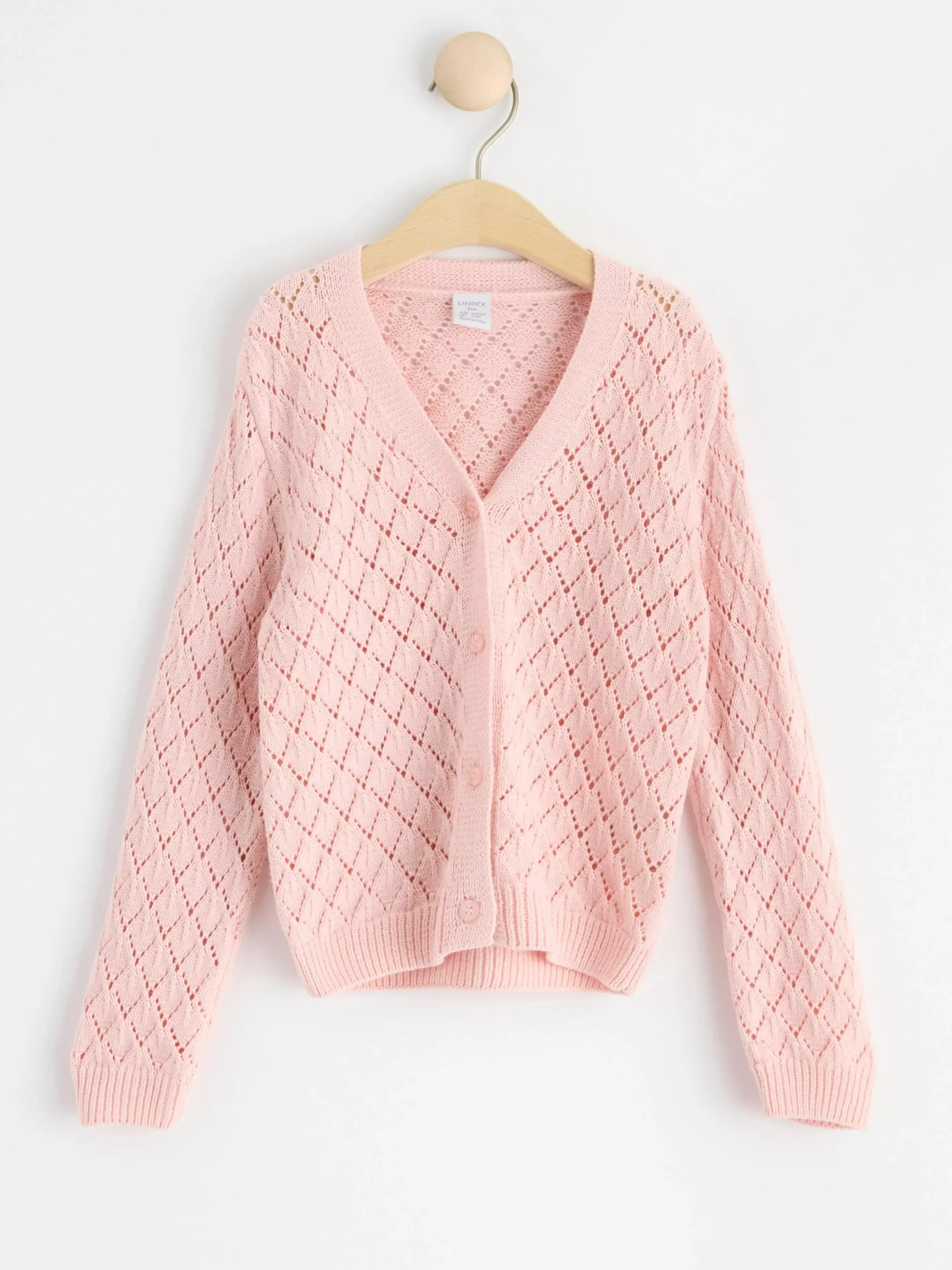 Tröjor & Cardigans>Lindex Monsterstickad Cardigan Light Dusty Pink