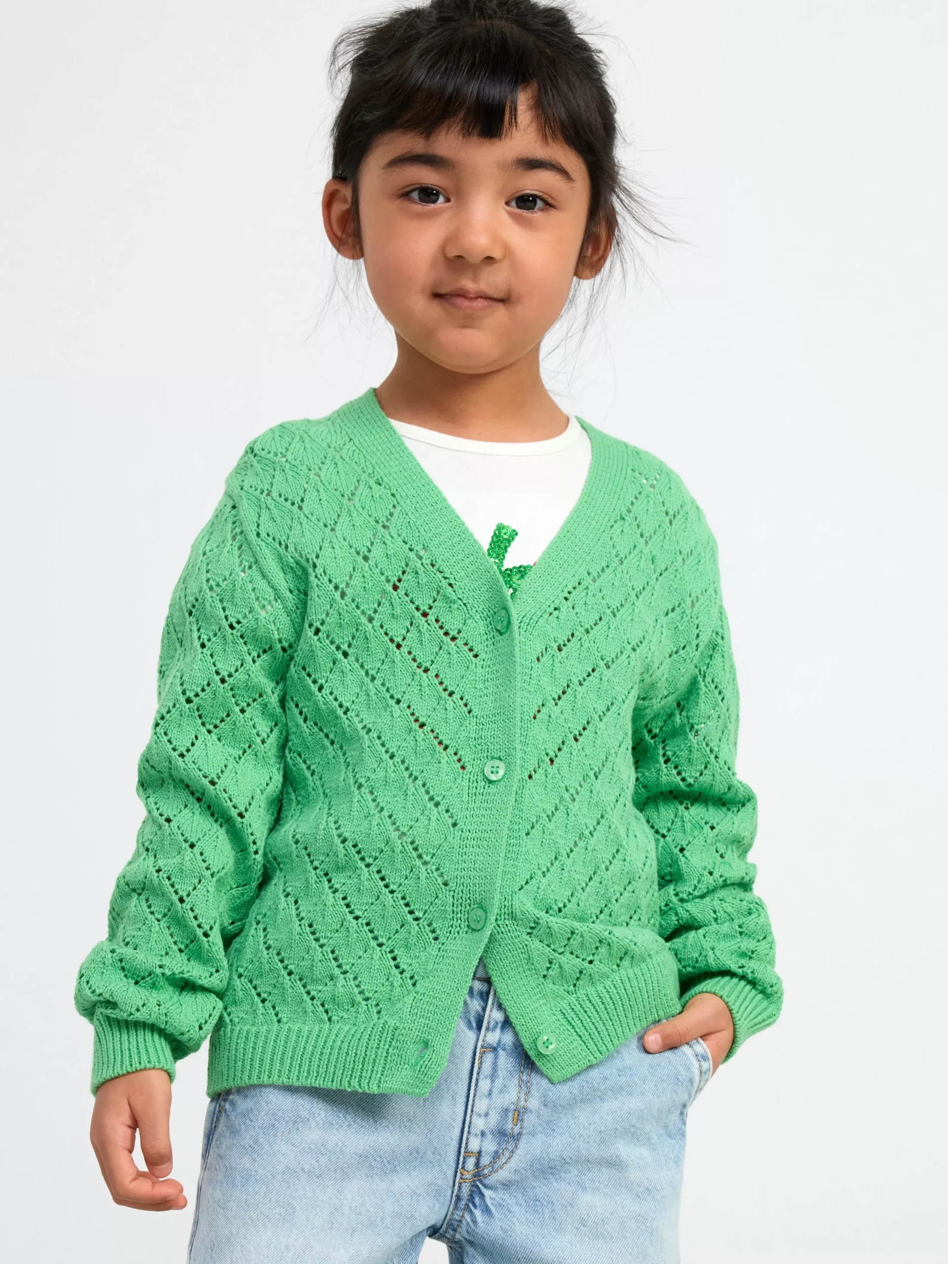 Tröjor & Cardigans>Lindex Monsterstickad Cardigan Green