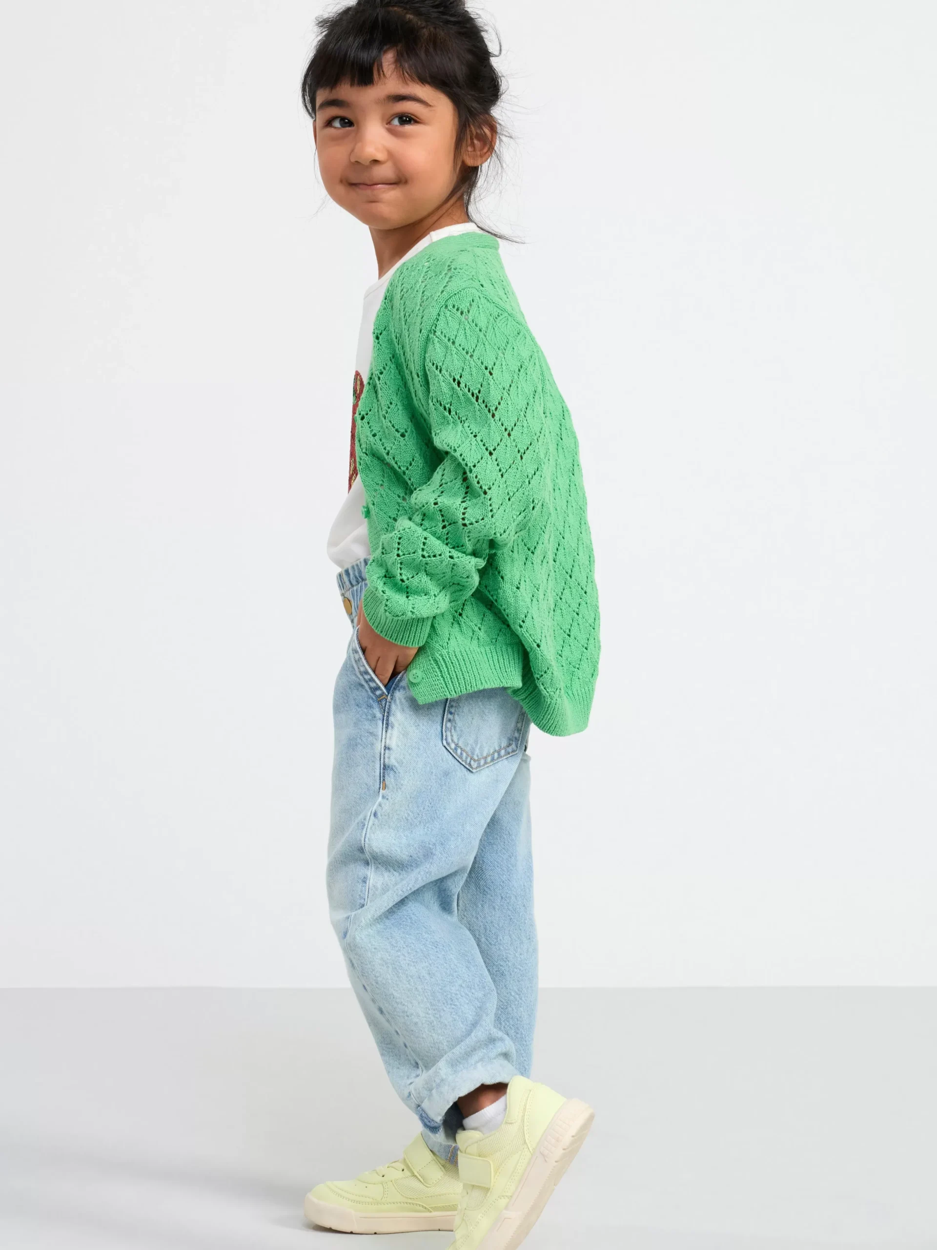 Tröjor & Cardigans>Lindex Monsterstickad Cardigan Green