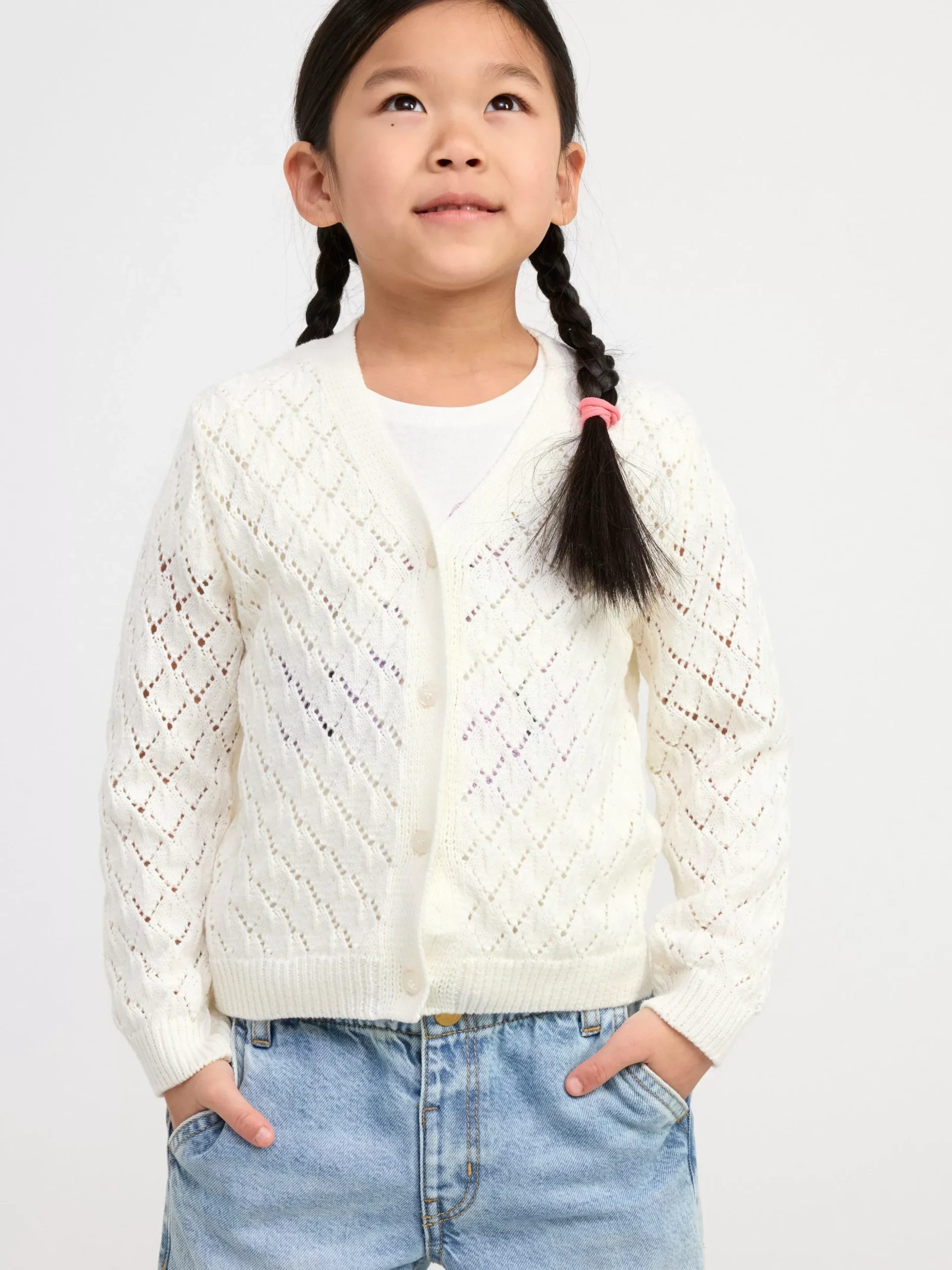 Tröjor & Cardigans>Lindex Monsterstickad Cardigan Light Dusty White