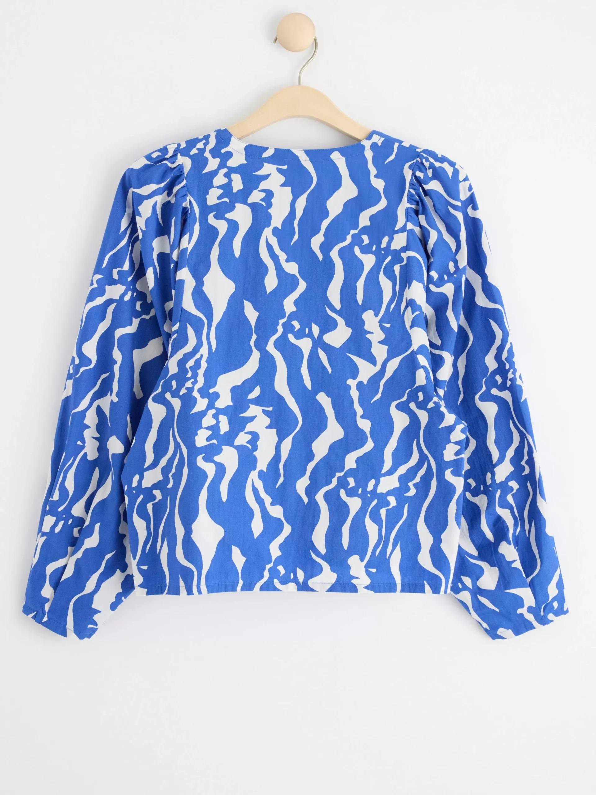 Blusar & Skjortor>Lindex Monstrad Blus Med Puffarm Blue