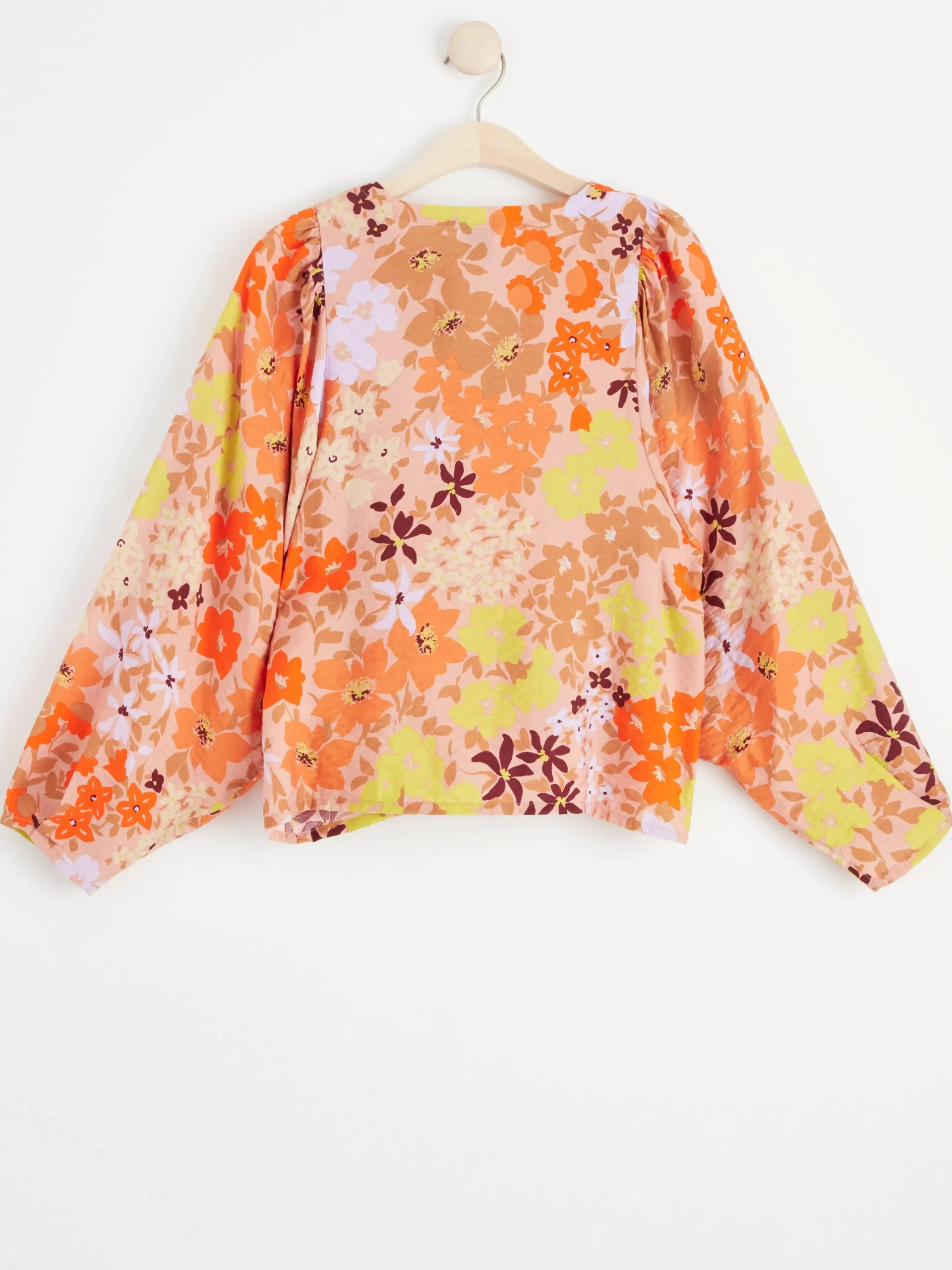 Blusar & Skjortor>Lindex Monstrad Blus Med Puffarm Coral