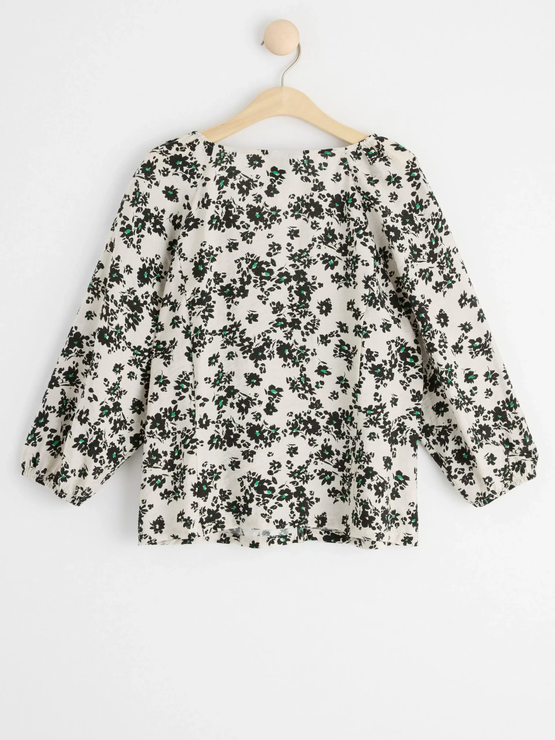 Blusar & Skjortor>Lindex Monstrad Blus Med Vid Arm Light Beige