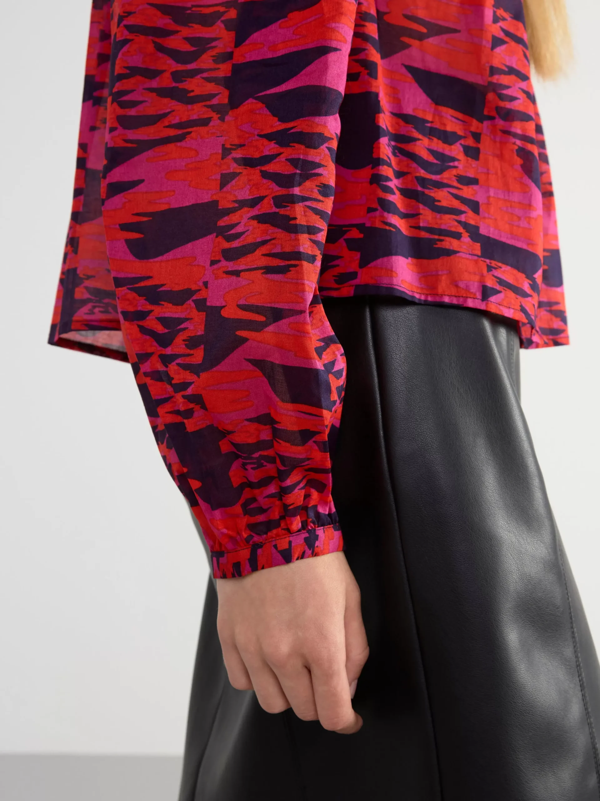 Blusar & Skjortor>Lindex Monstrad Bomullsblus Med Knappning Red