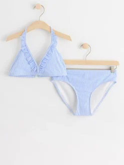 Badkläder & Uv>Lindex Monstrad Halterneck Bikini Med Volanger Light Blue