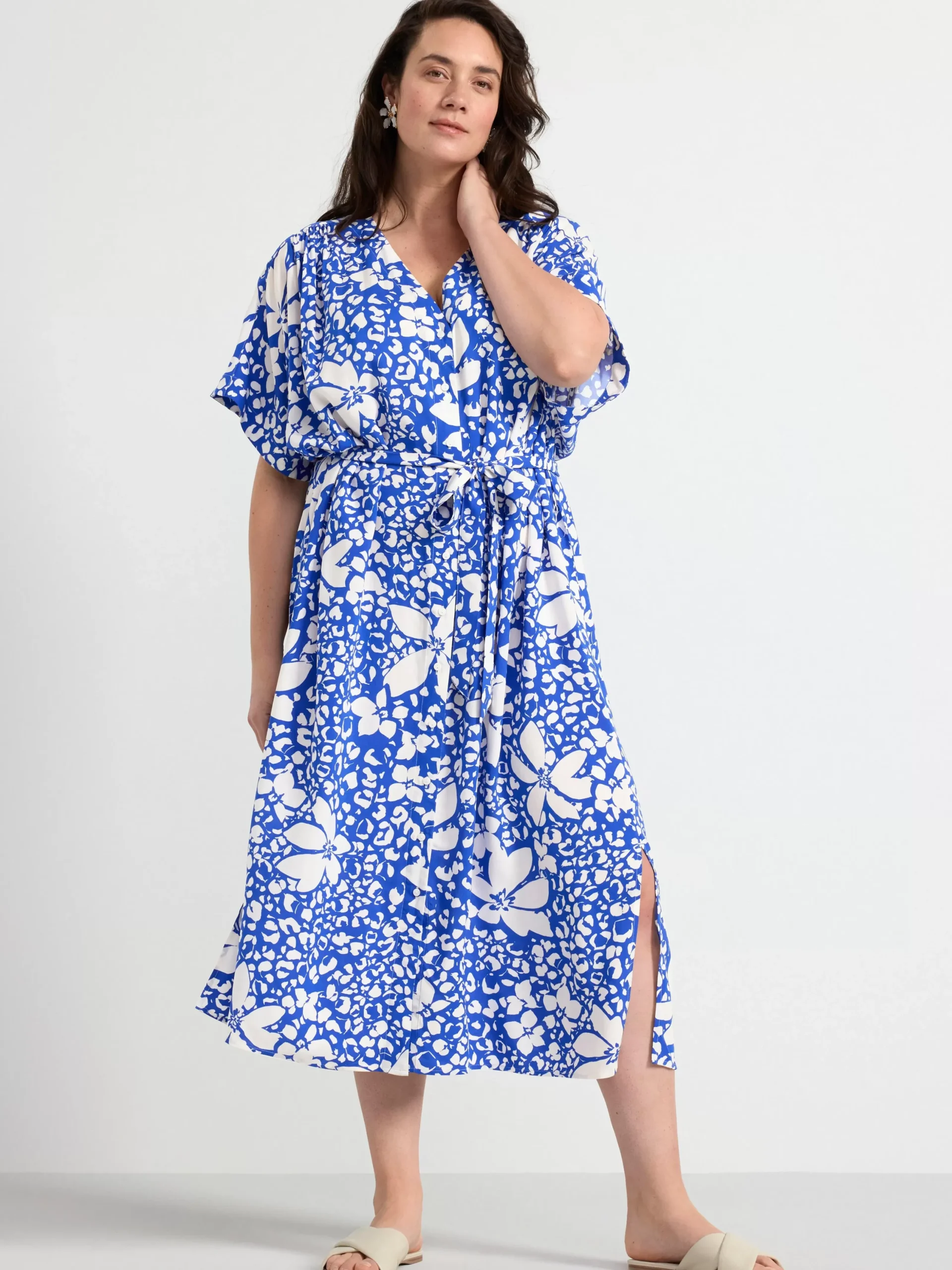 Klänningar>Lindex Monstrad Kaftanklanning Blue