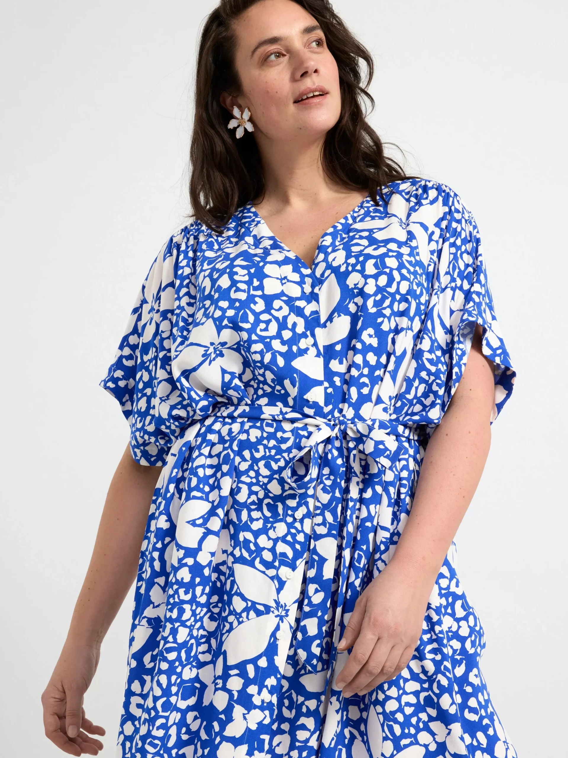 Klänningar>Lindex Monstrad Kaftanklanning Blue