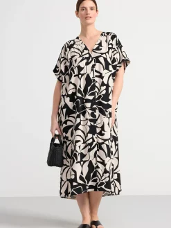 Klänningar>Lindex Monstrad Kaftanklanning Black