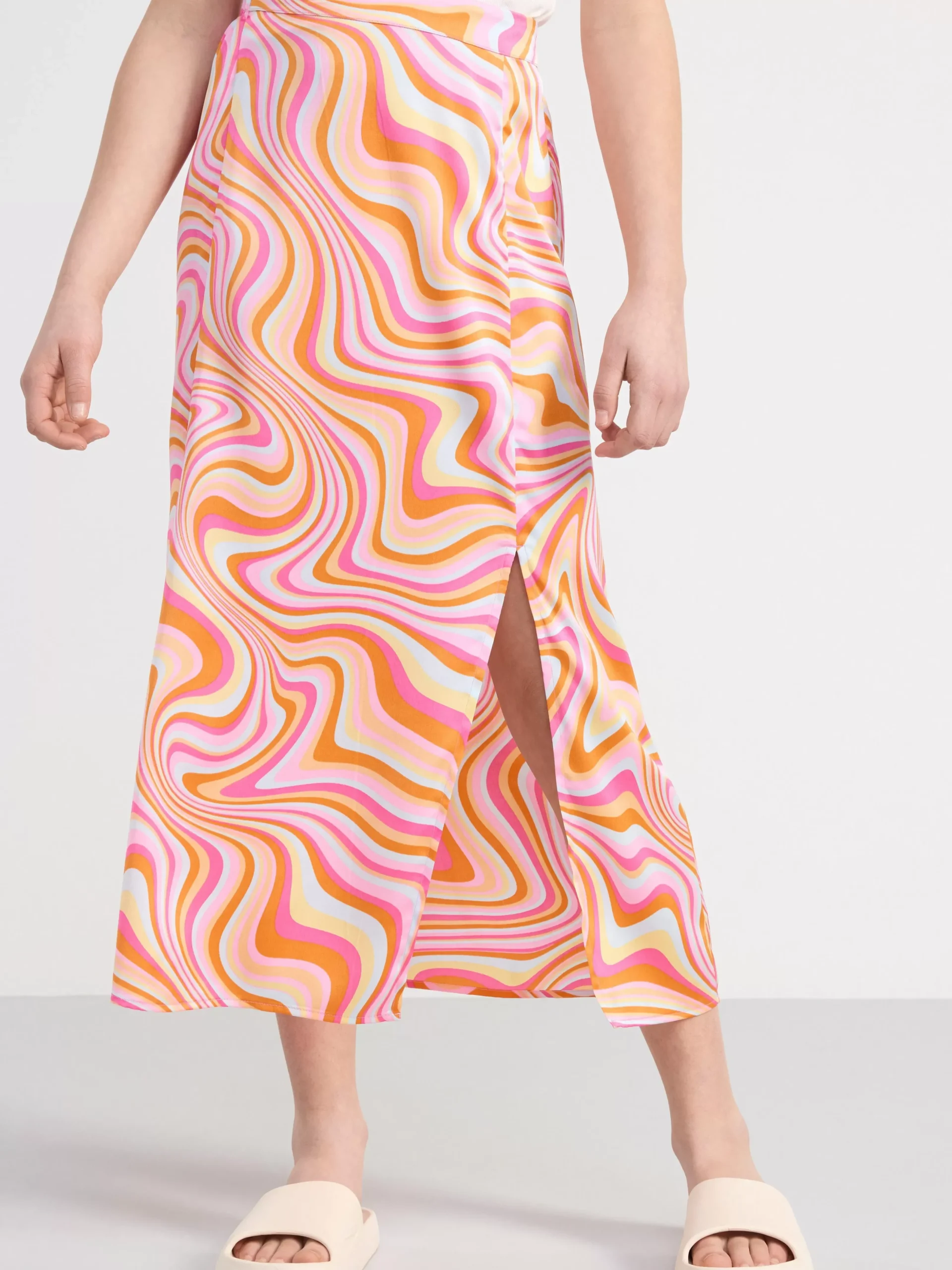 Kjolar>Lindex Monstrad Kjol I Satin Light Orange