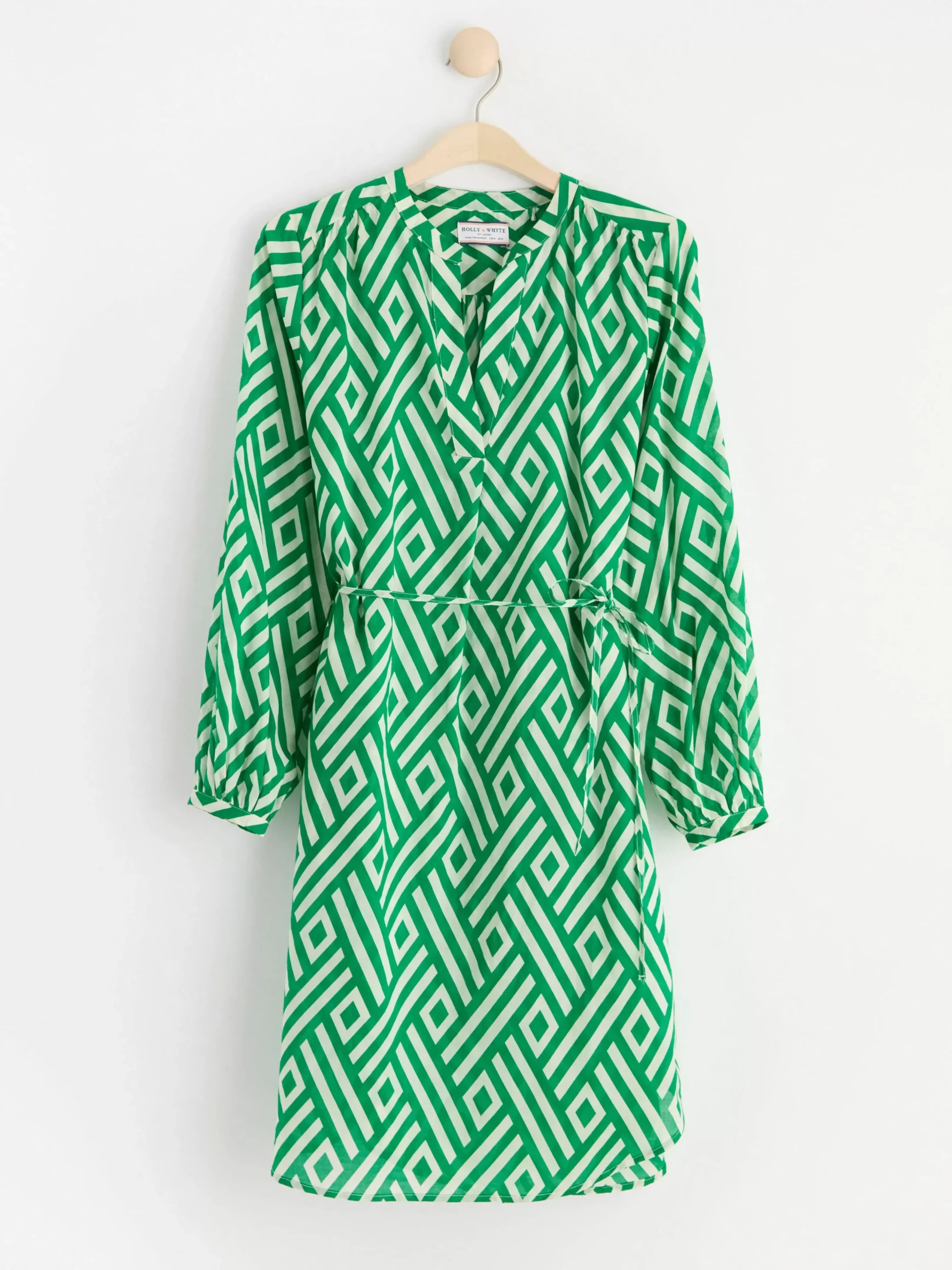 Klänningar>Lindex Monstrad Klanning Med Lang Arm Green