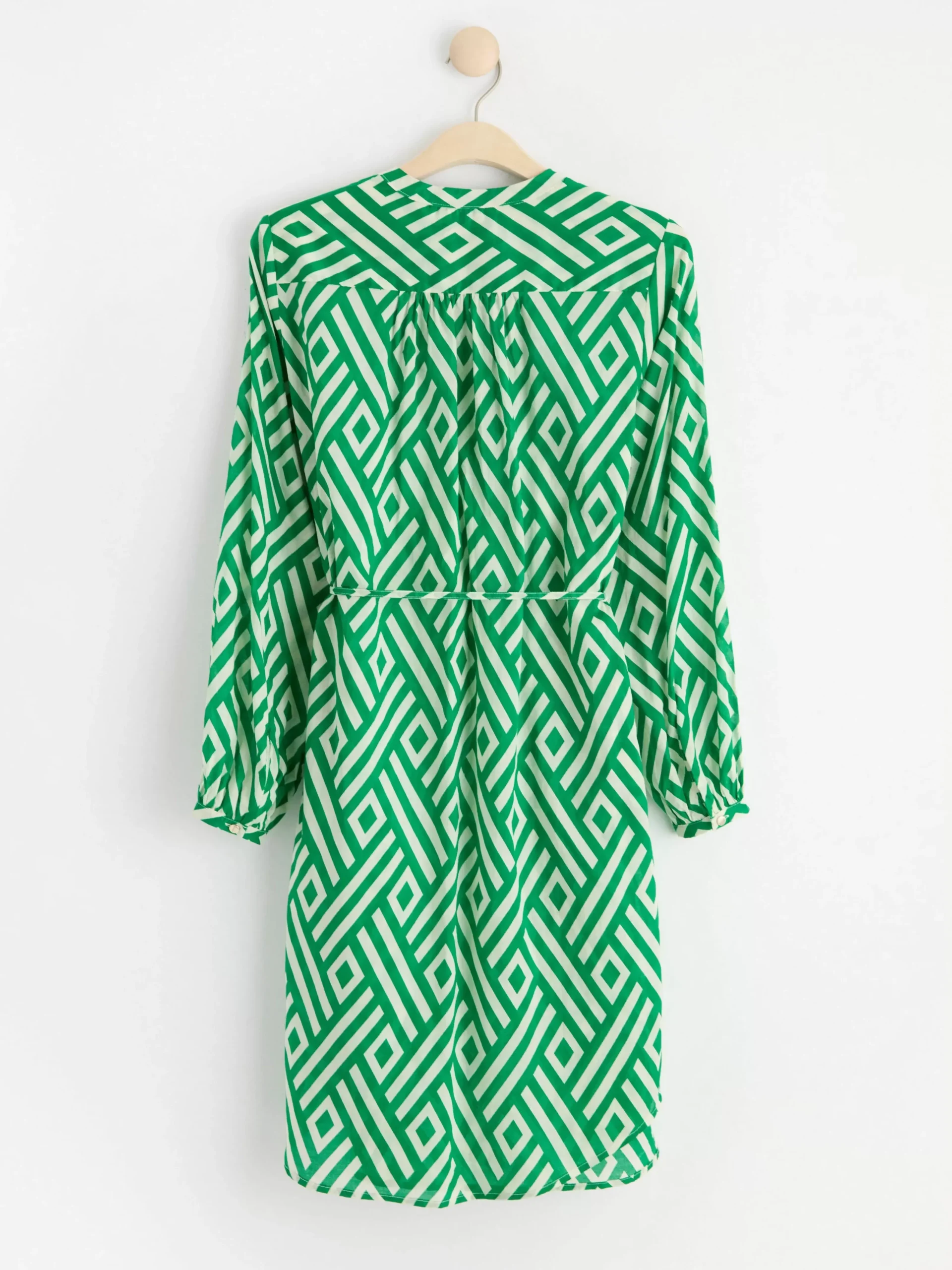 Klänningar>Lindex Monstrad Klanning Med Lang Arm Green