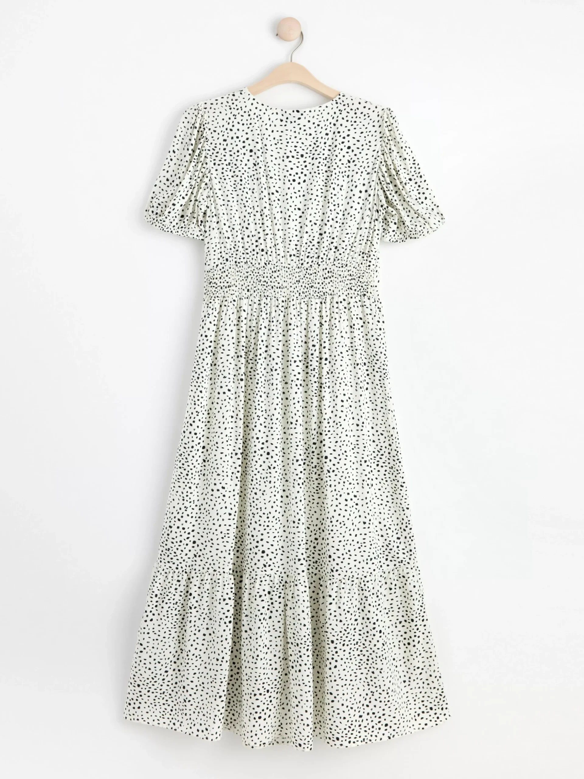 Klänningar>Lindex Monstrad Klanning Med Puffarm Light White