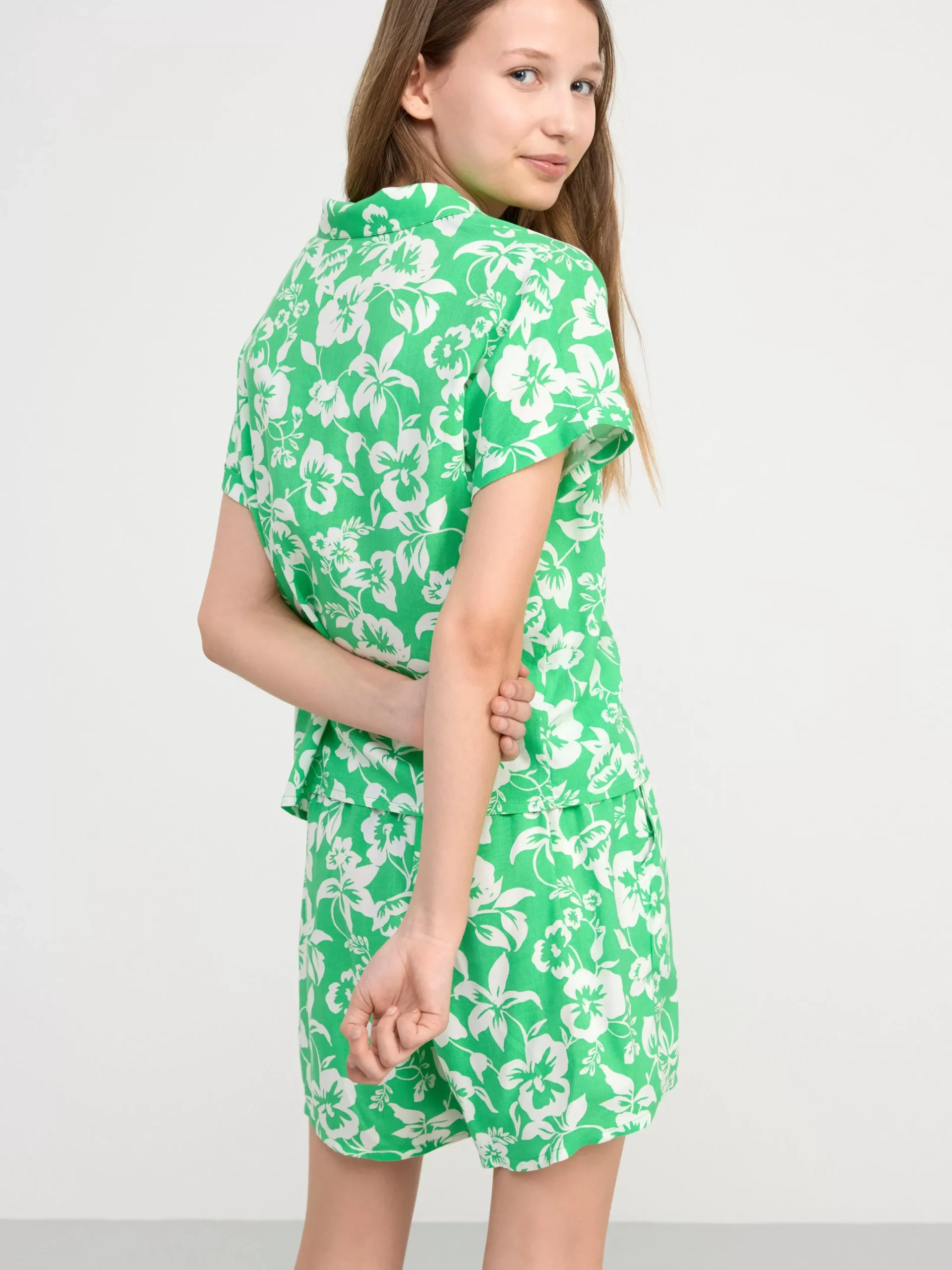 Skjortor & Blusar>Lindex Monstrad Kortarmad Blus Green