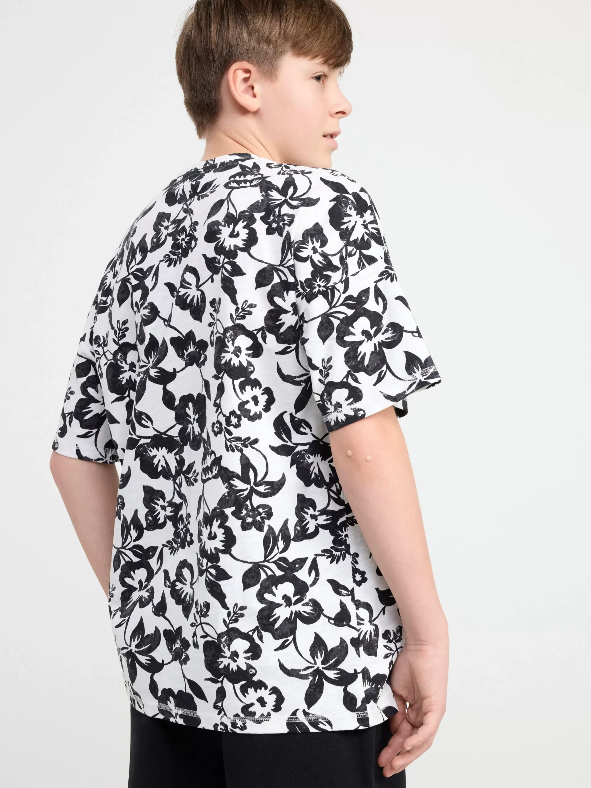 Toppar & T-Shirts>Lindex Monstrad Kortarmad Topp I Slubtrika Black