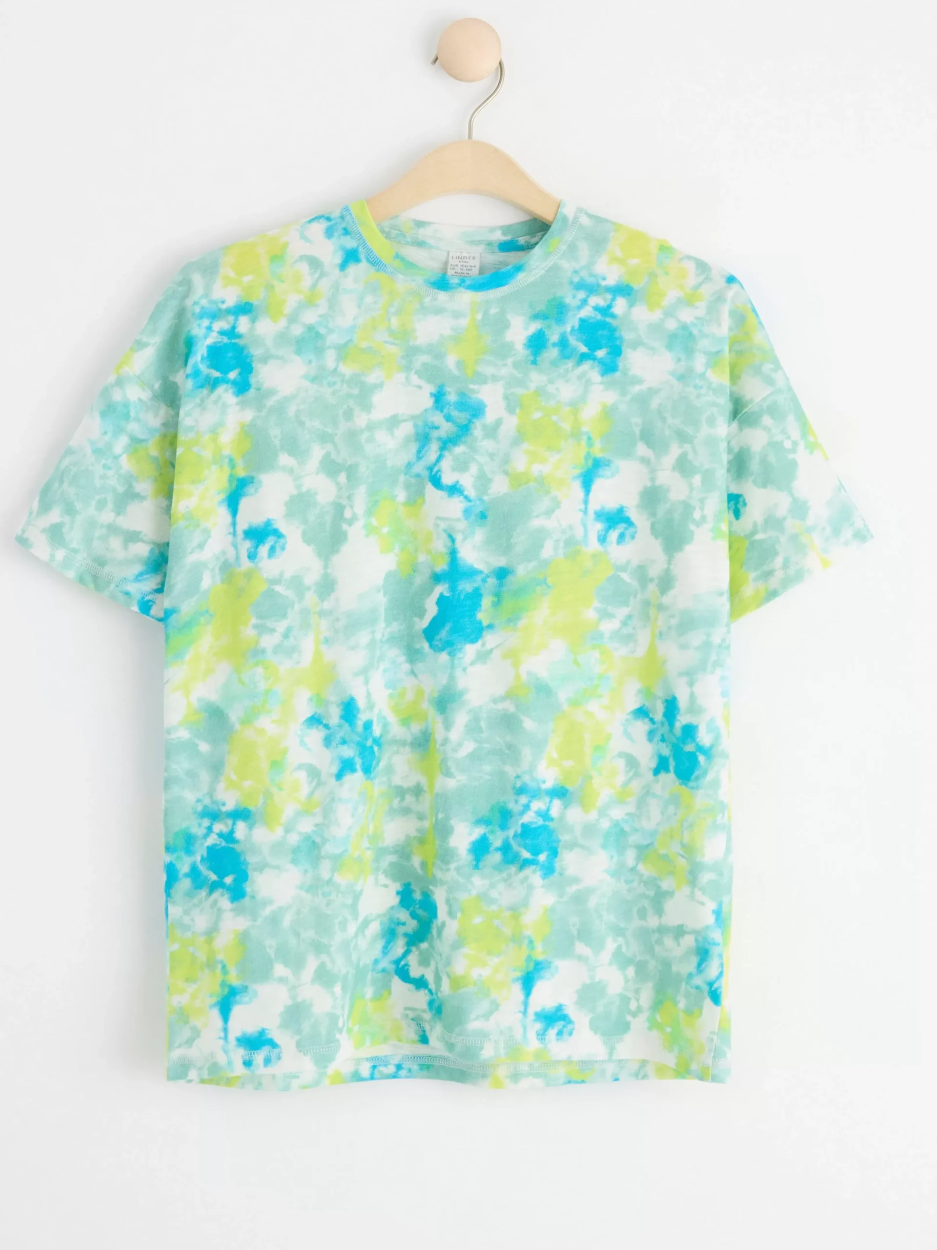 Toppar & T-Shirts>Lindex Monstrad Kortarmad Topp I Slubtrika Light Dusty White