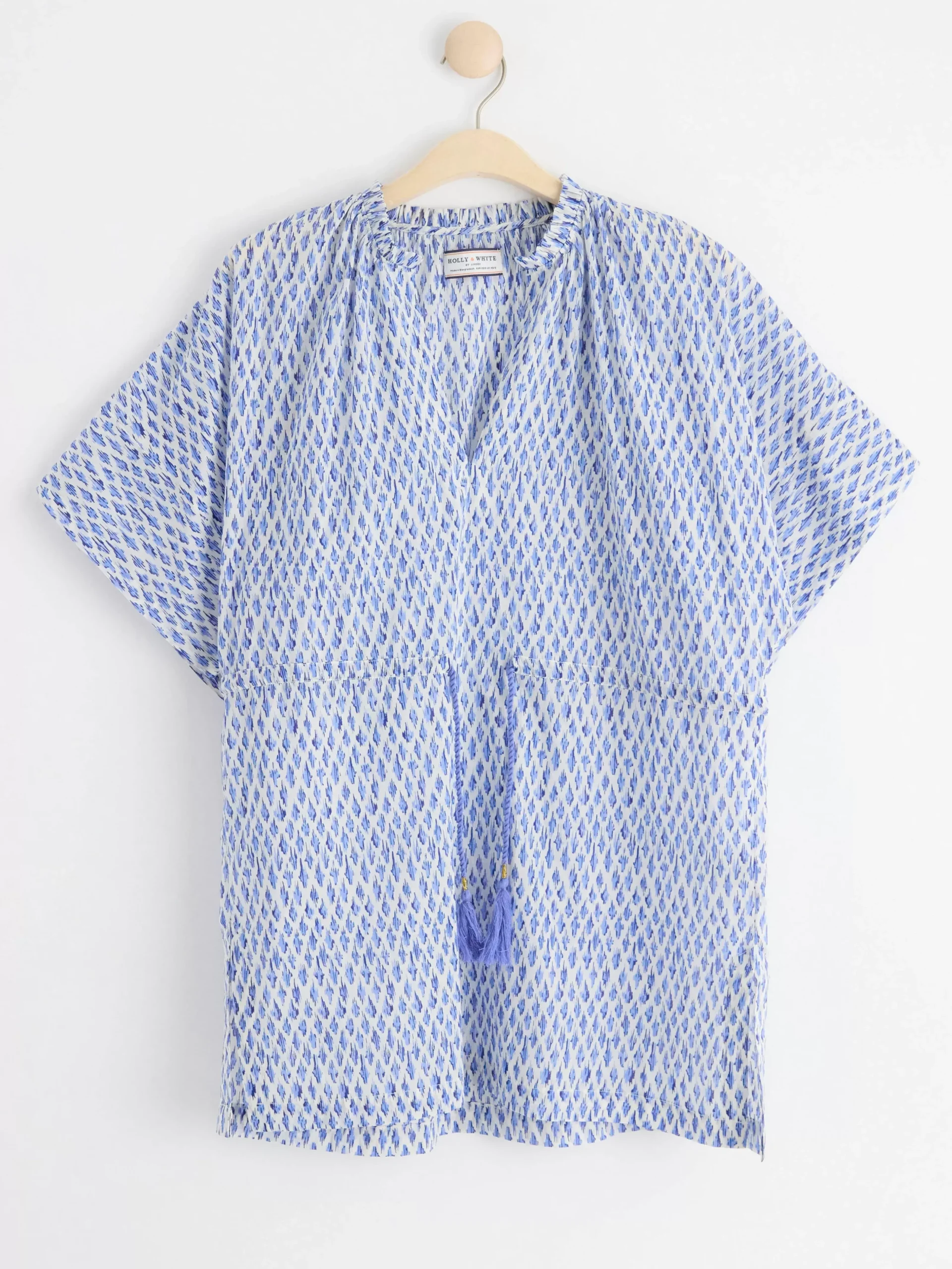 Blusar & Skjortor>Lindex Monstrad Kortarmad Tunika Chambray Blue