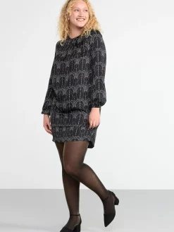 Klänningar>Lindex Monstrad Langarmad Klanning Black