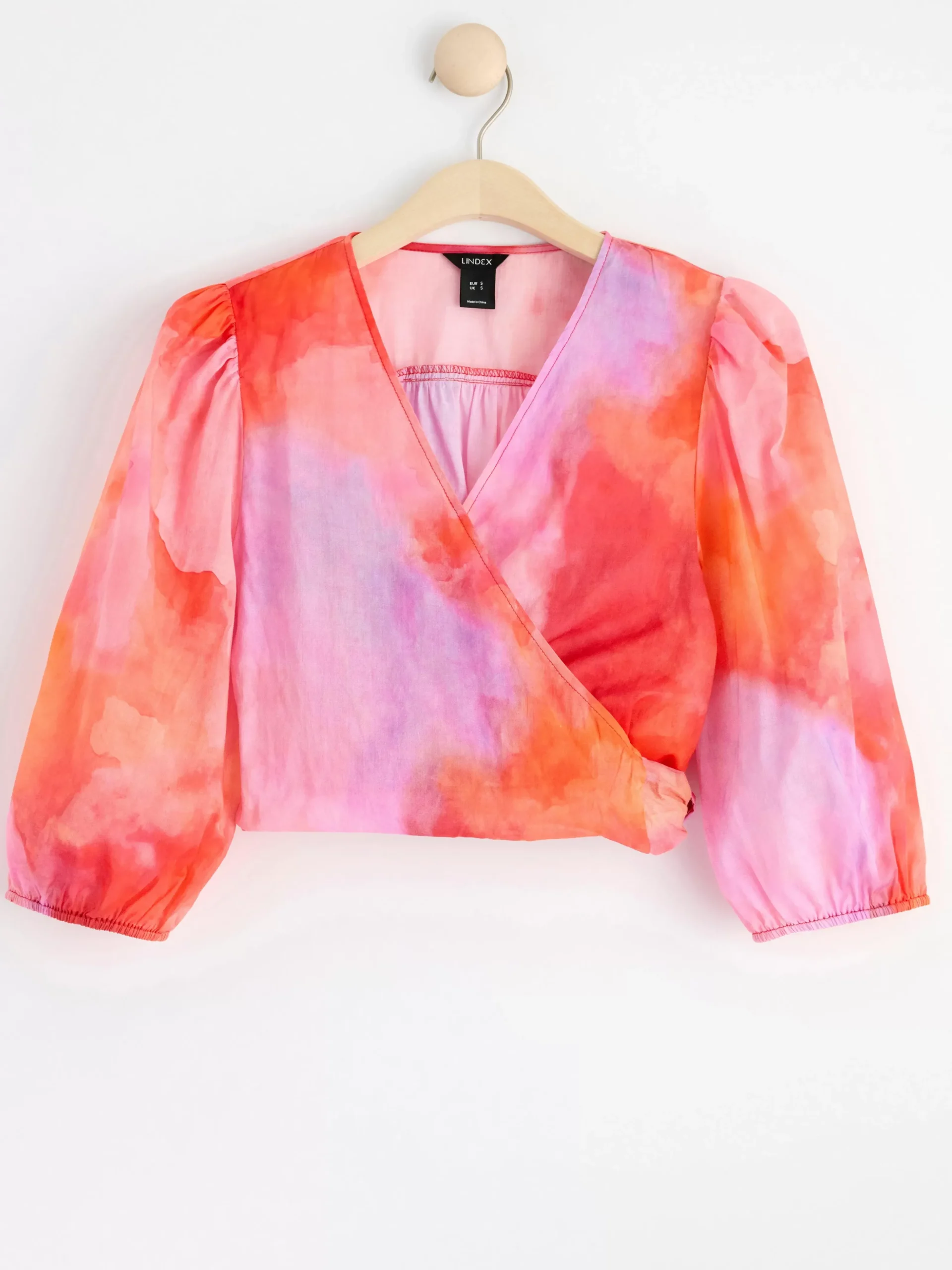Blusar & Skjortor>Lindex Monstrad Omlottblus Med Puffarm Pink