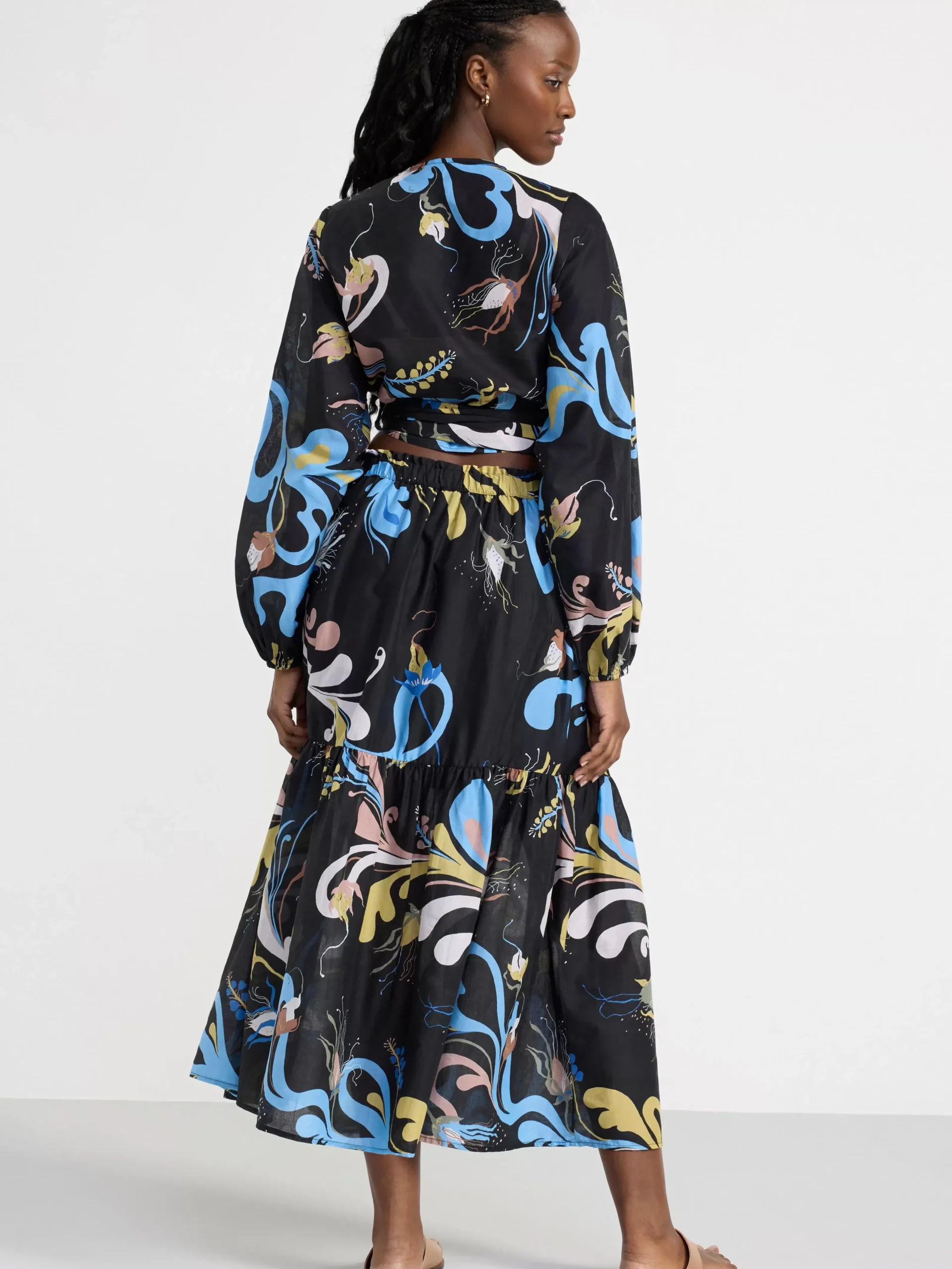 Blusar & Skjortor>Lindex Monstrad Omlottblus Med Puffarm Black