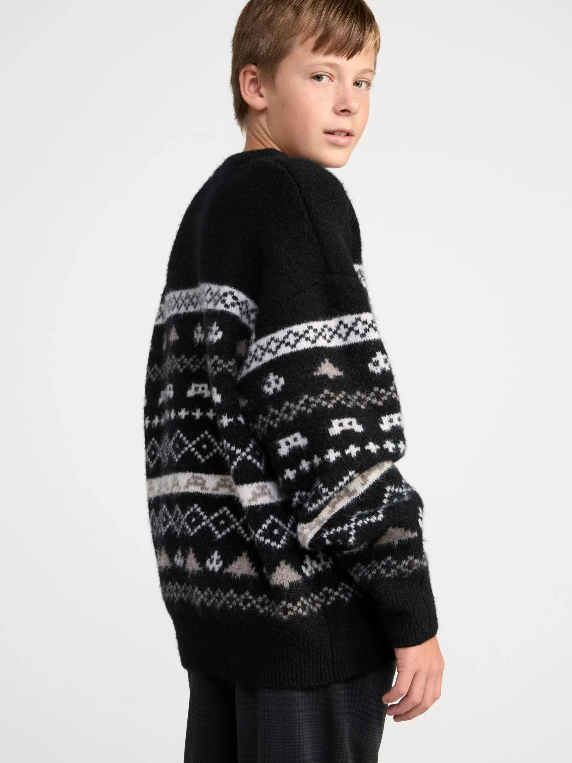 Tröjor & Cardigans>Lindex Monstrad Stickad Troja Black