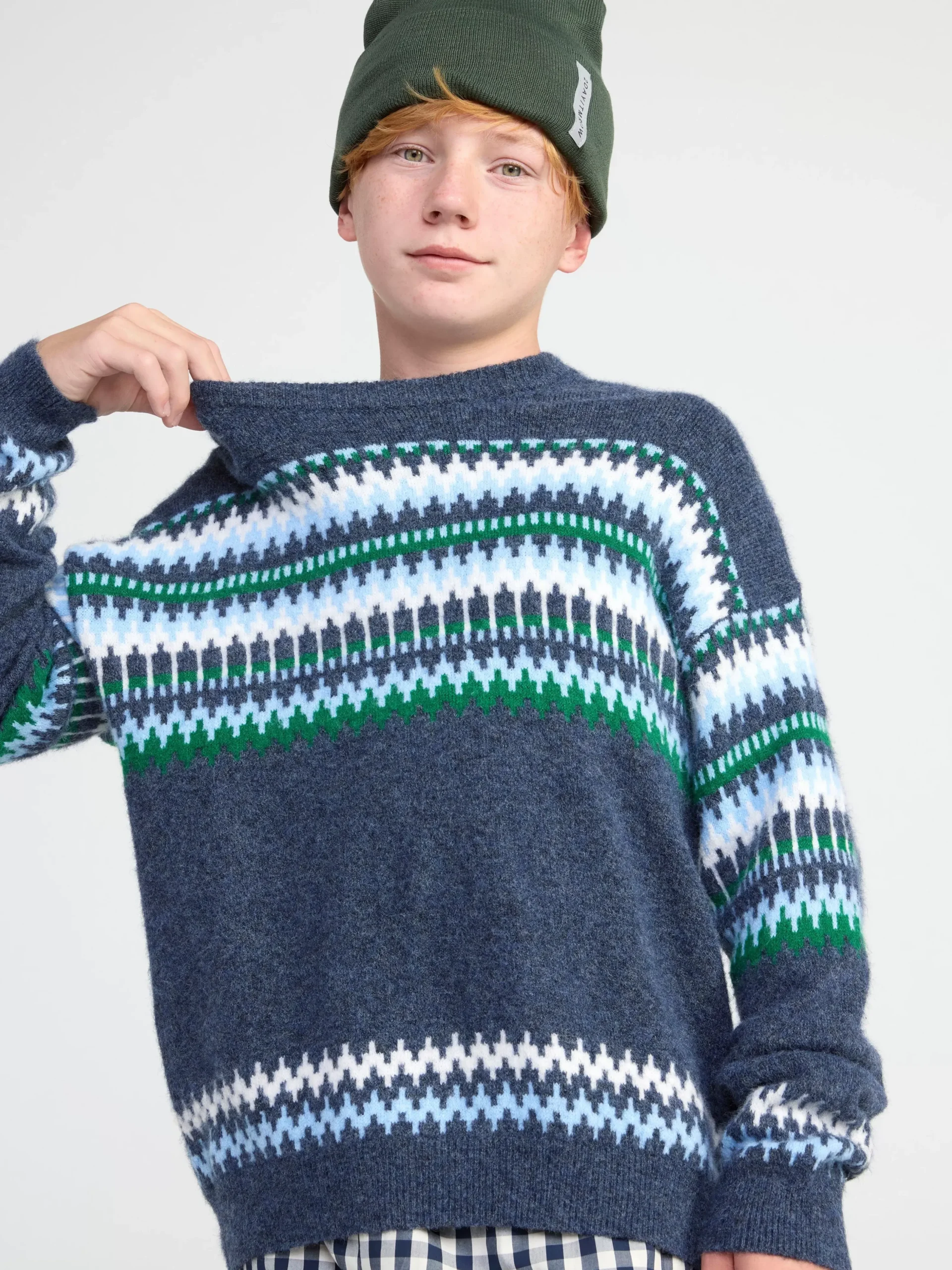 Tröjor & Cardigans>Lindex Monstrad Stickad Troja Blue Melange