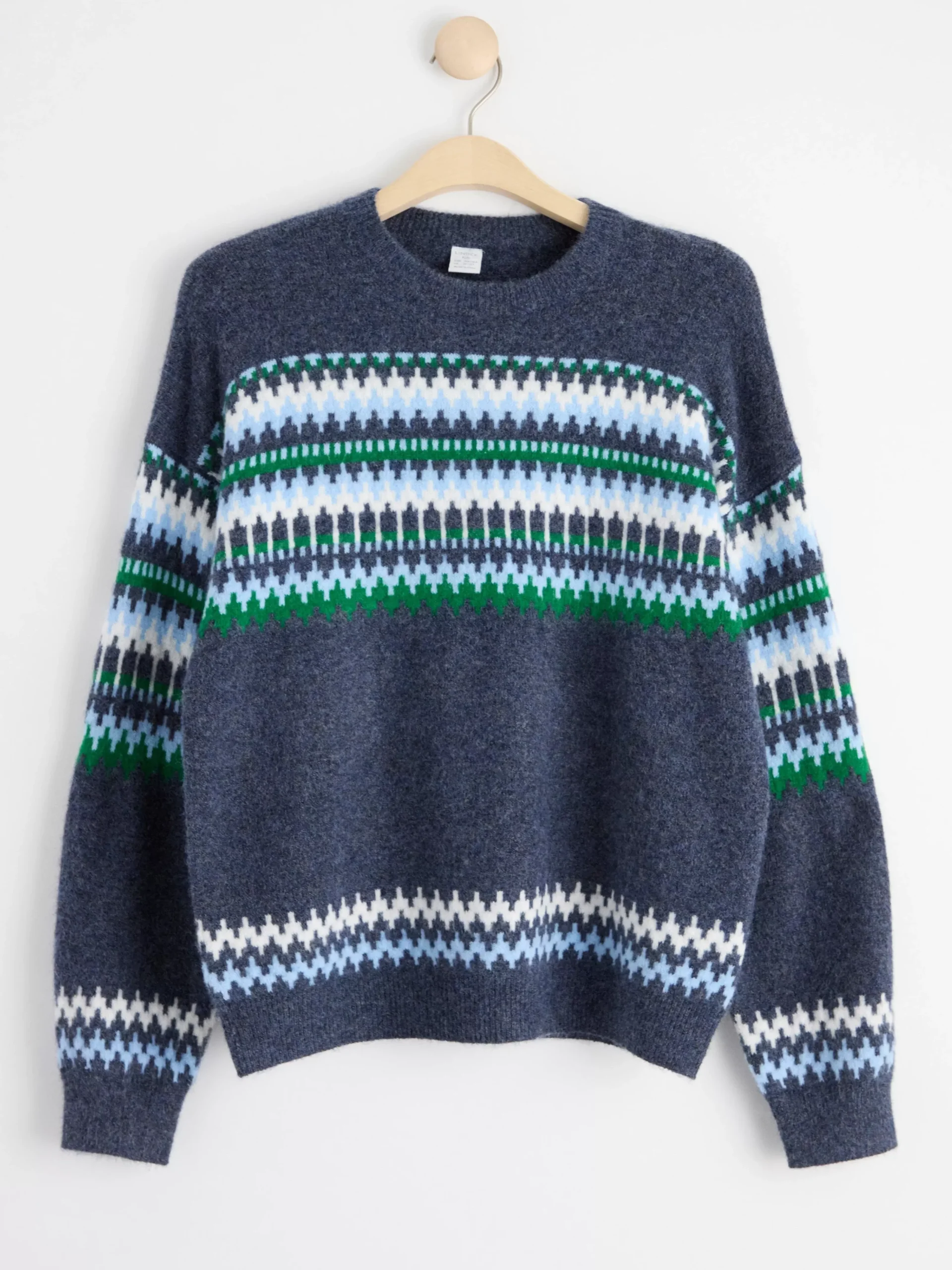 Tröjor & Cardigans>Lindex Monstrad Stickad Troja Blue Melange