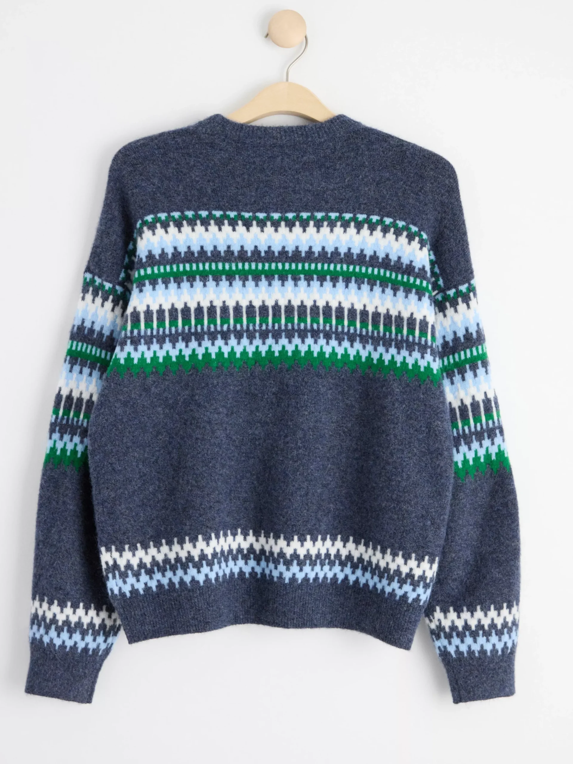 Tröjor & Cardigans>Lindex Monstrad Stickad Troja Blue Melange