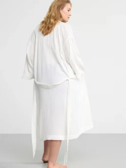 Nattplagg>Lindex Morgonrock I Bomullsvav Off White